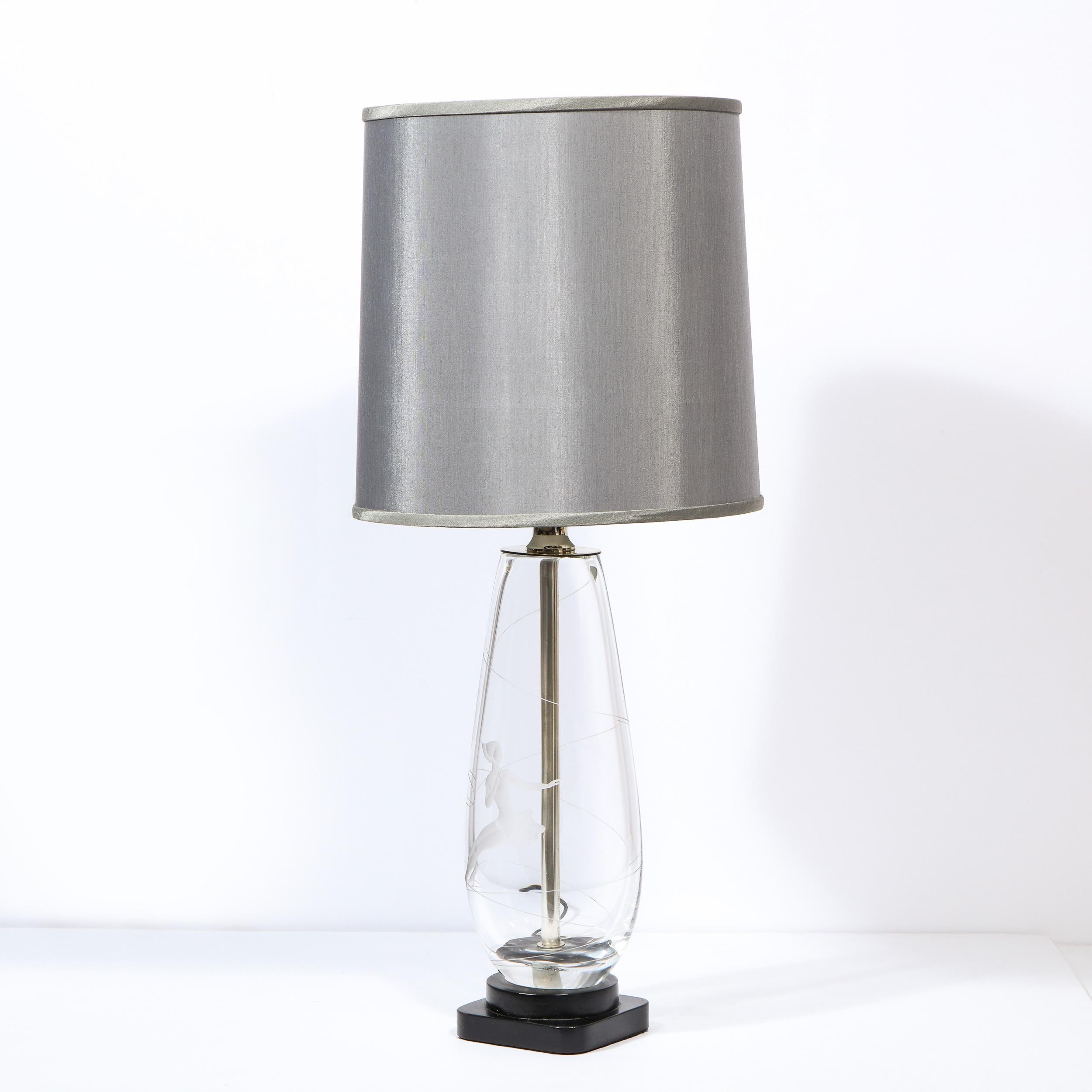 Mid-Century Modern Translucent & Frosted Glass Figurative Table Lamp by Orrefors For Sale 5