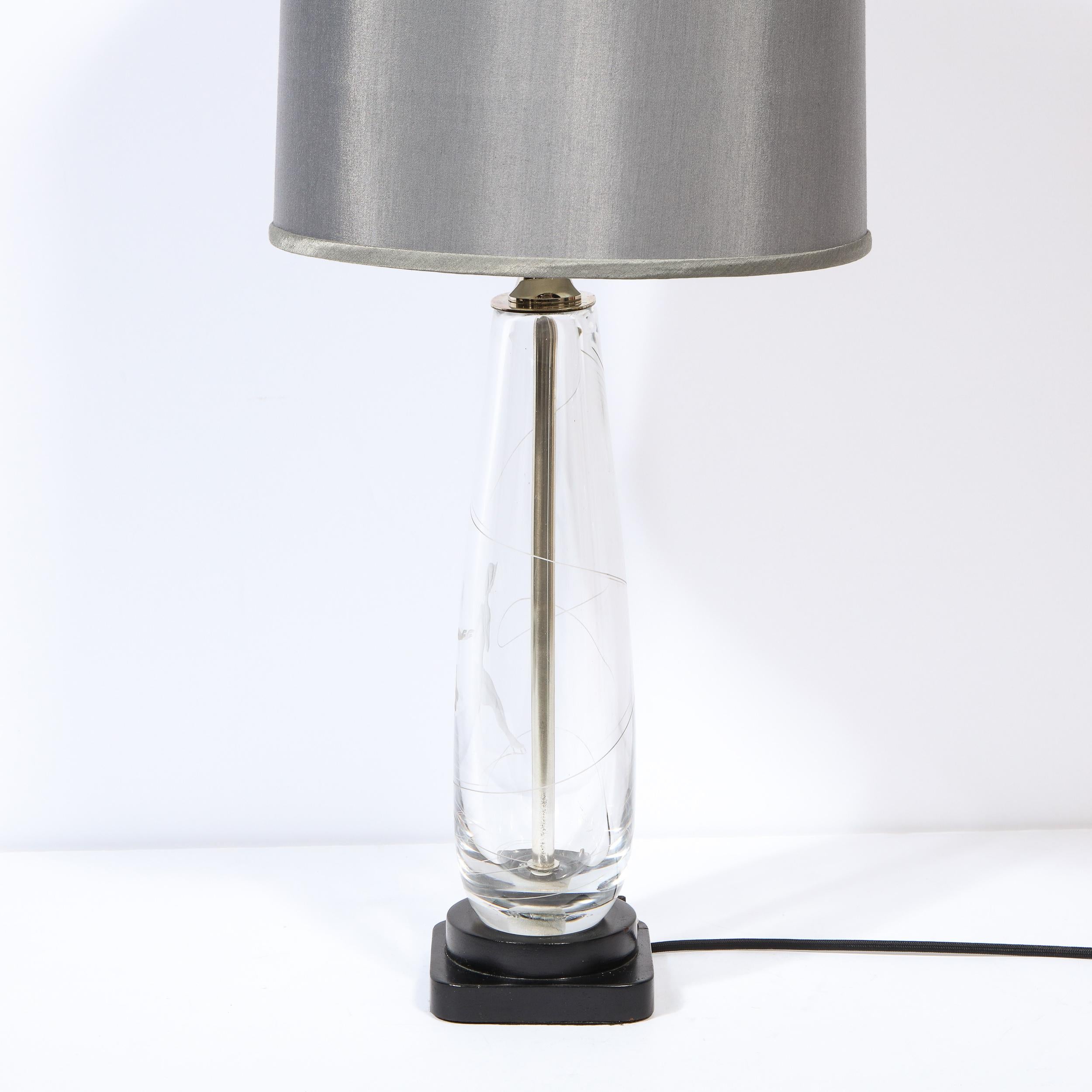 Mid-Century Modern Translucent & Frosted Glass Figurative Table Lamp by Orrefors For Sale 6