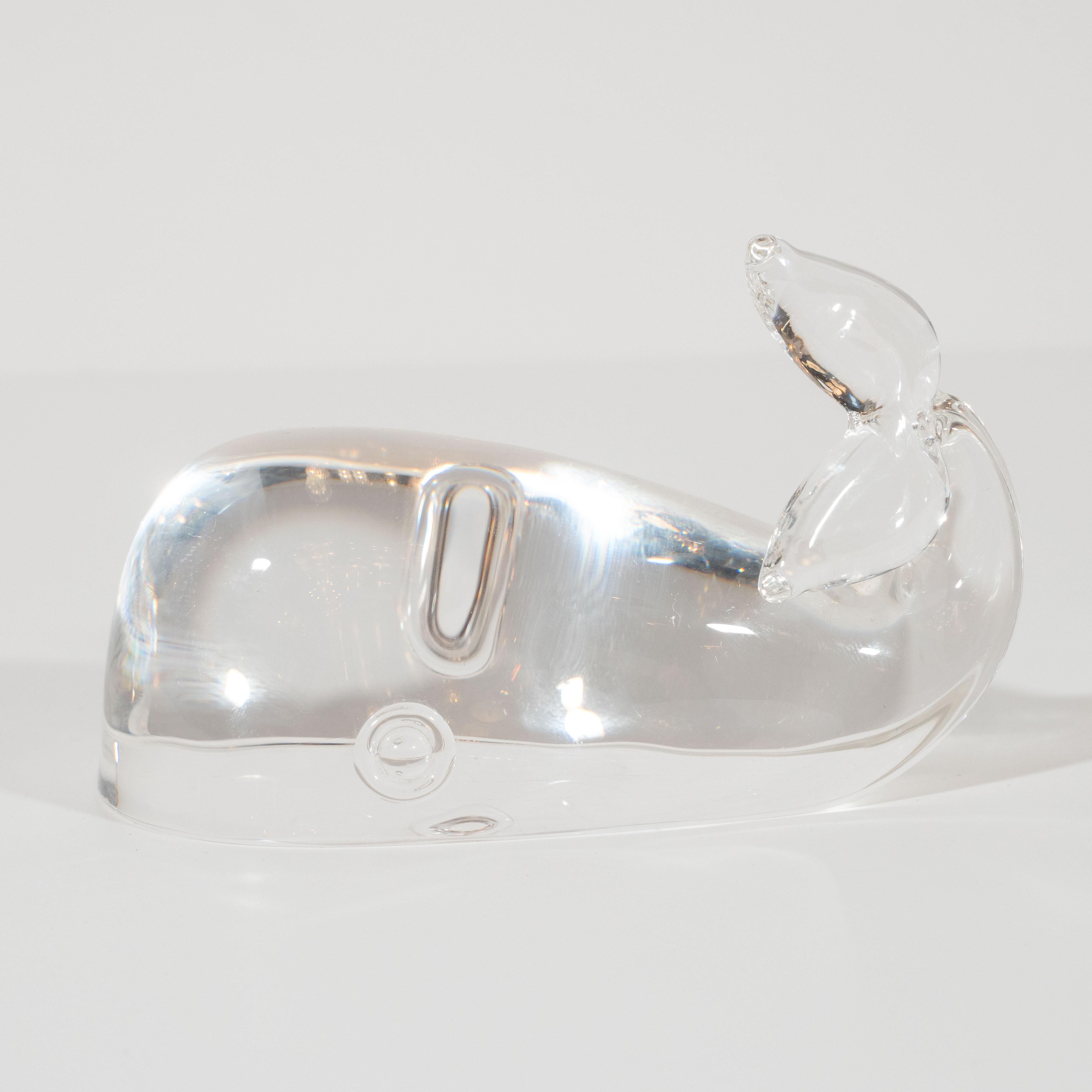 Mid-20th Century Mid-Century Modern Translucent Glass Beluga Whale Paperweight by Steuben
