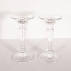 Chandeliers à colonne doriques en verre translucide modernes du milieu du siècle dernier