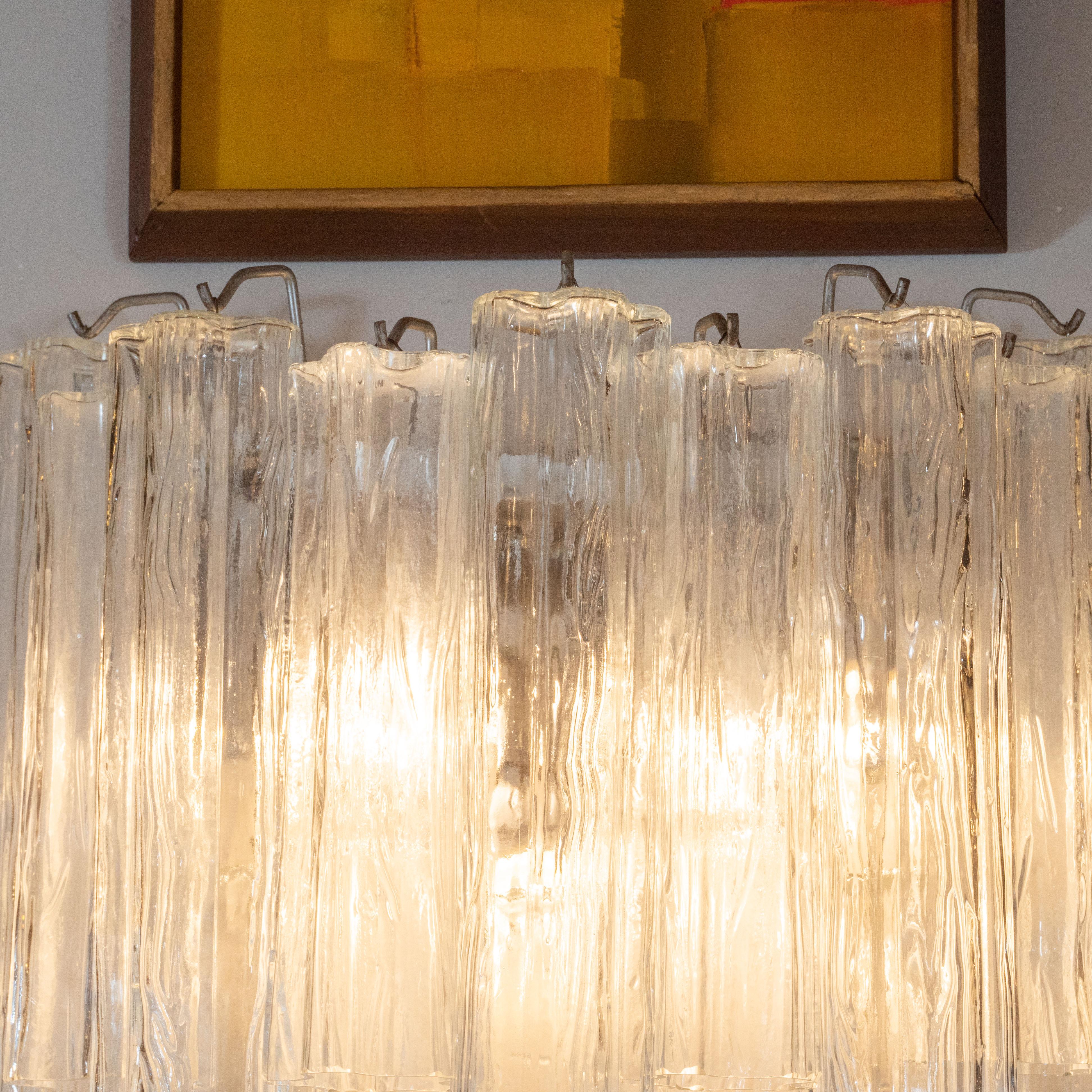 Mid-Century Modern Translucent Glass Tronchi Sconces with Nickel Fittings In Excellent Condition In New York, NY
