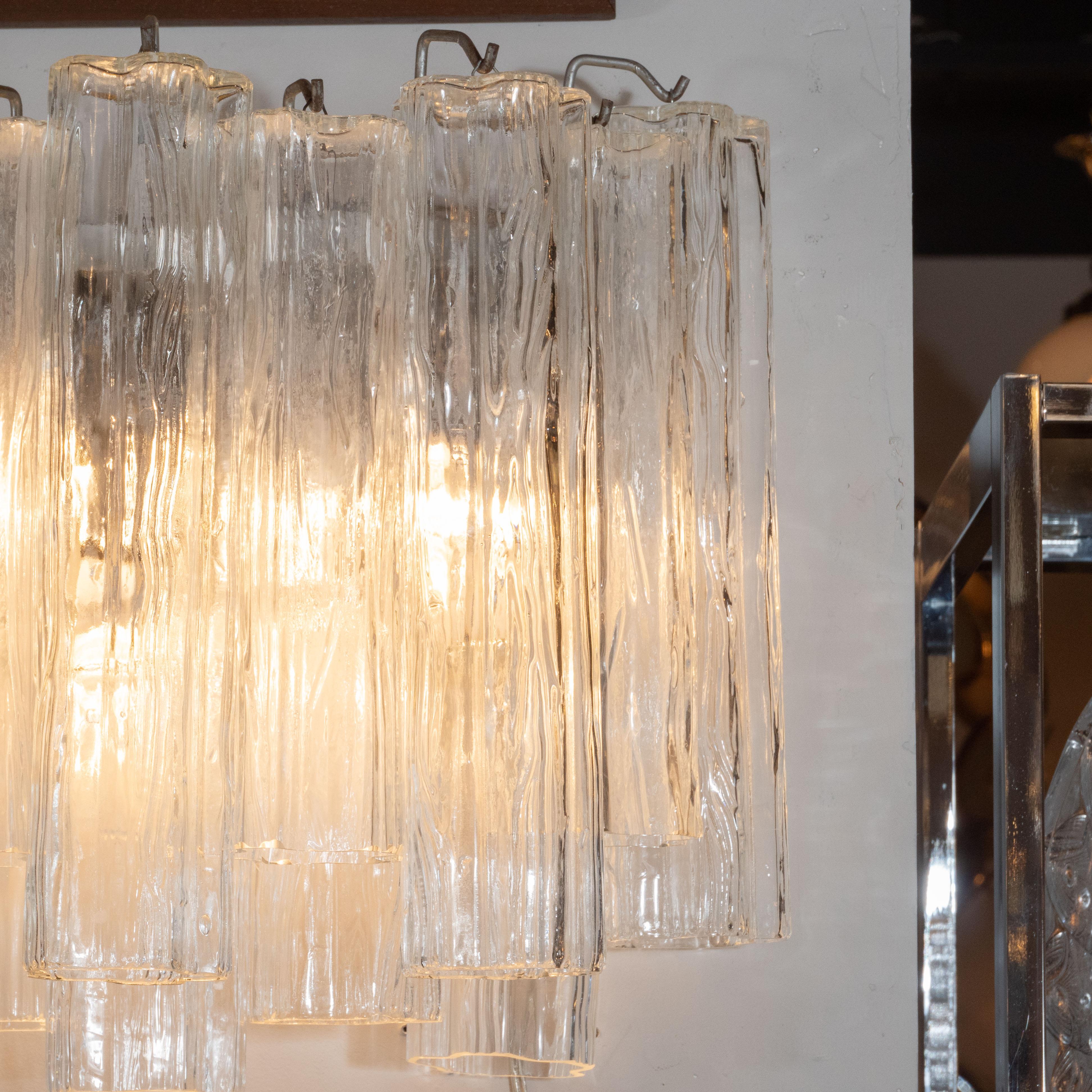 Late 20th Century Mid-Century Modern Translucent Glass Tronchi Sconces with Nickel Fittings