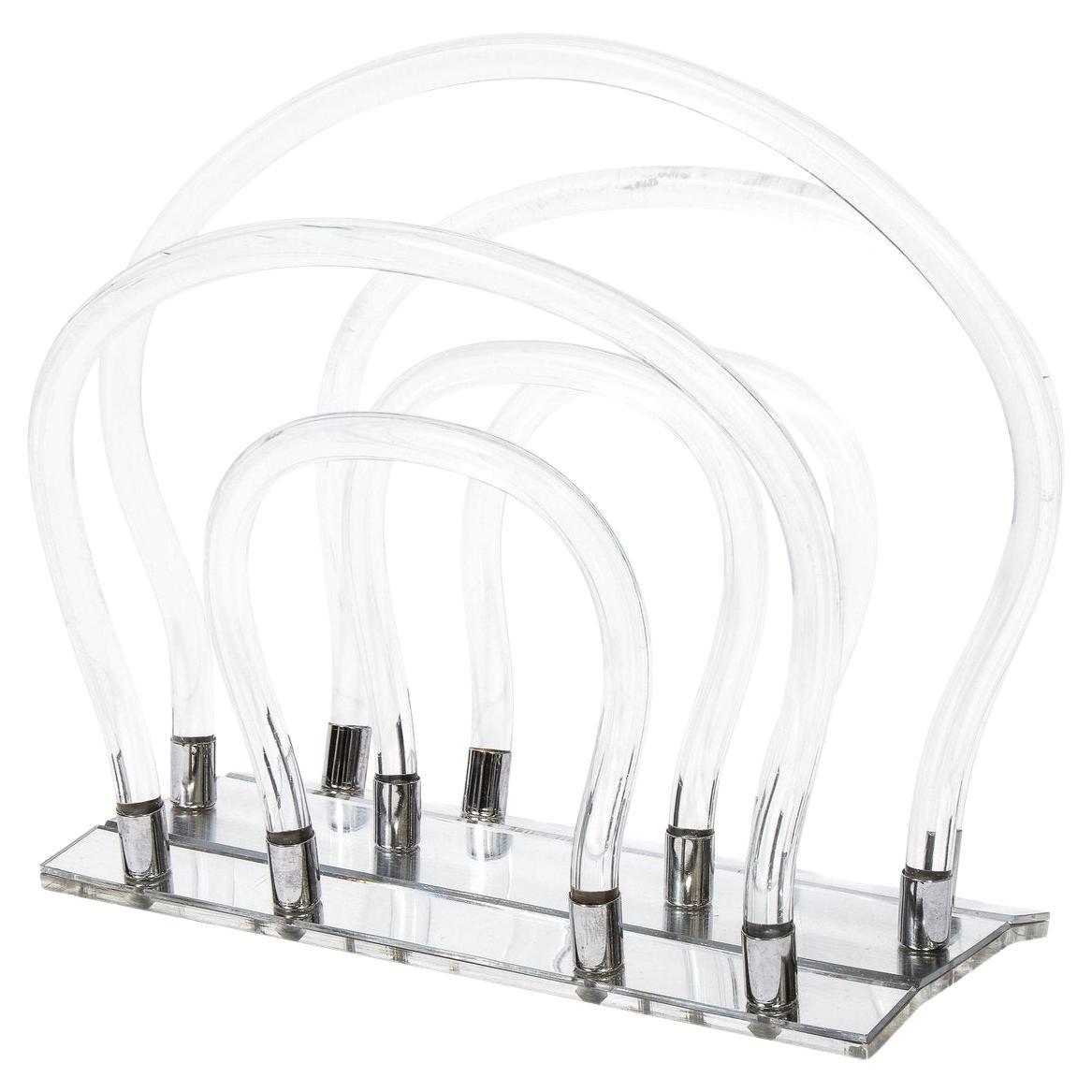 Mid-Century Modern Translucent Lucite Magazine Stand by Dorothy Thorpe