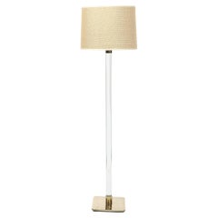 Stehlampe aus durchscheinendem Lucite und poliertem Messing, signiert Hansen, Mid-Century Modern