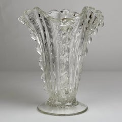 Mid-Century Modern Transparent Bullicante Murano Art Glass Vase by Barovier&Toso