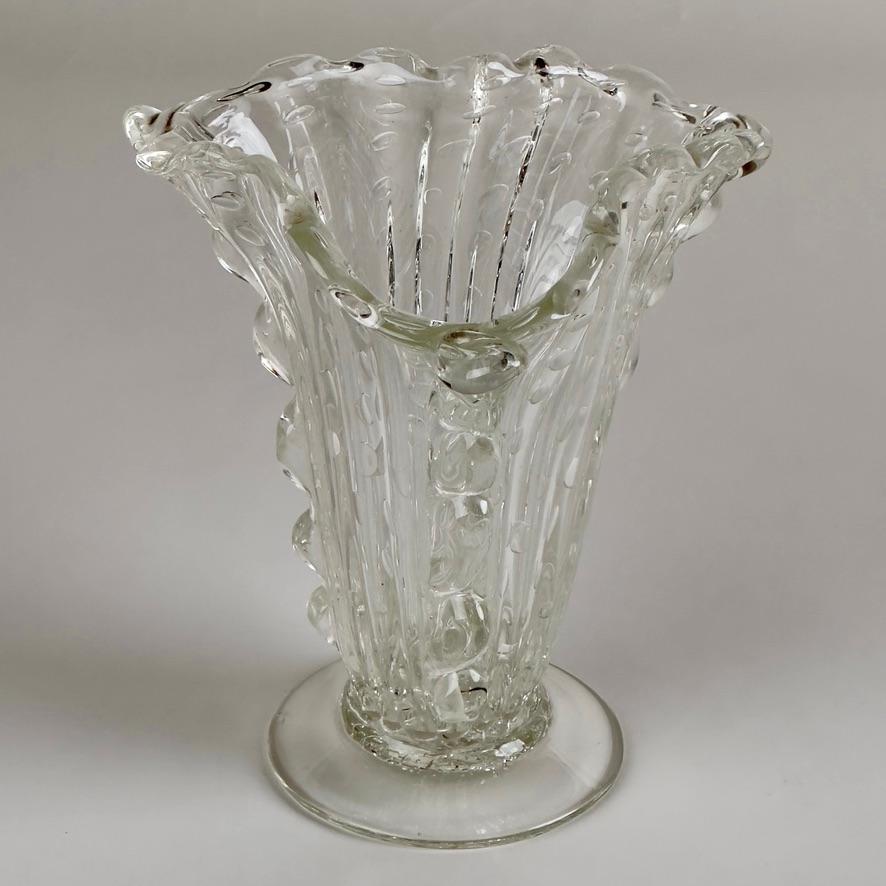 Mid-20th Century Mid-Century Modern Transparent Bullicante Murano Art Glass Vase by Barovier&Toso For Sale