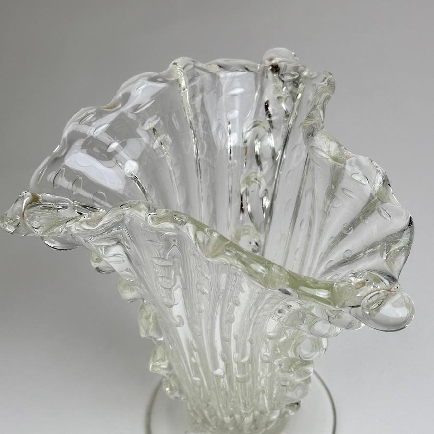 Mid-Century Modern Transparent Bullicante Murano Art Glass Vase by Barovier&Toso For Sale 1