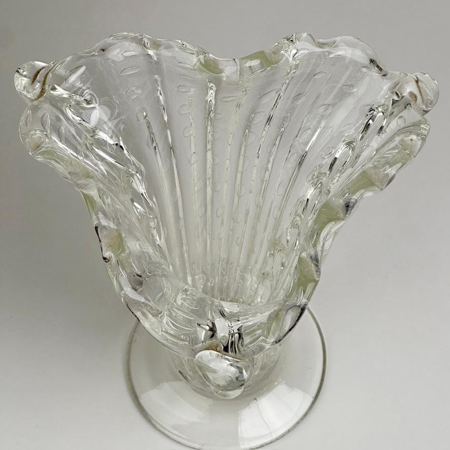 Mid-Century Modern Transparent Bullicante Murano Art Glass Vase by Barovier&Toso For Sale 2