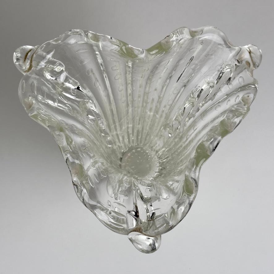 Mid-Century Modern Transparent Bullicante Murano Art Glass Vase by Barovier&Toso For Sale 3