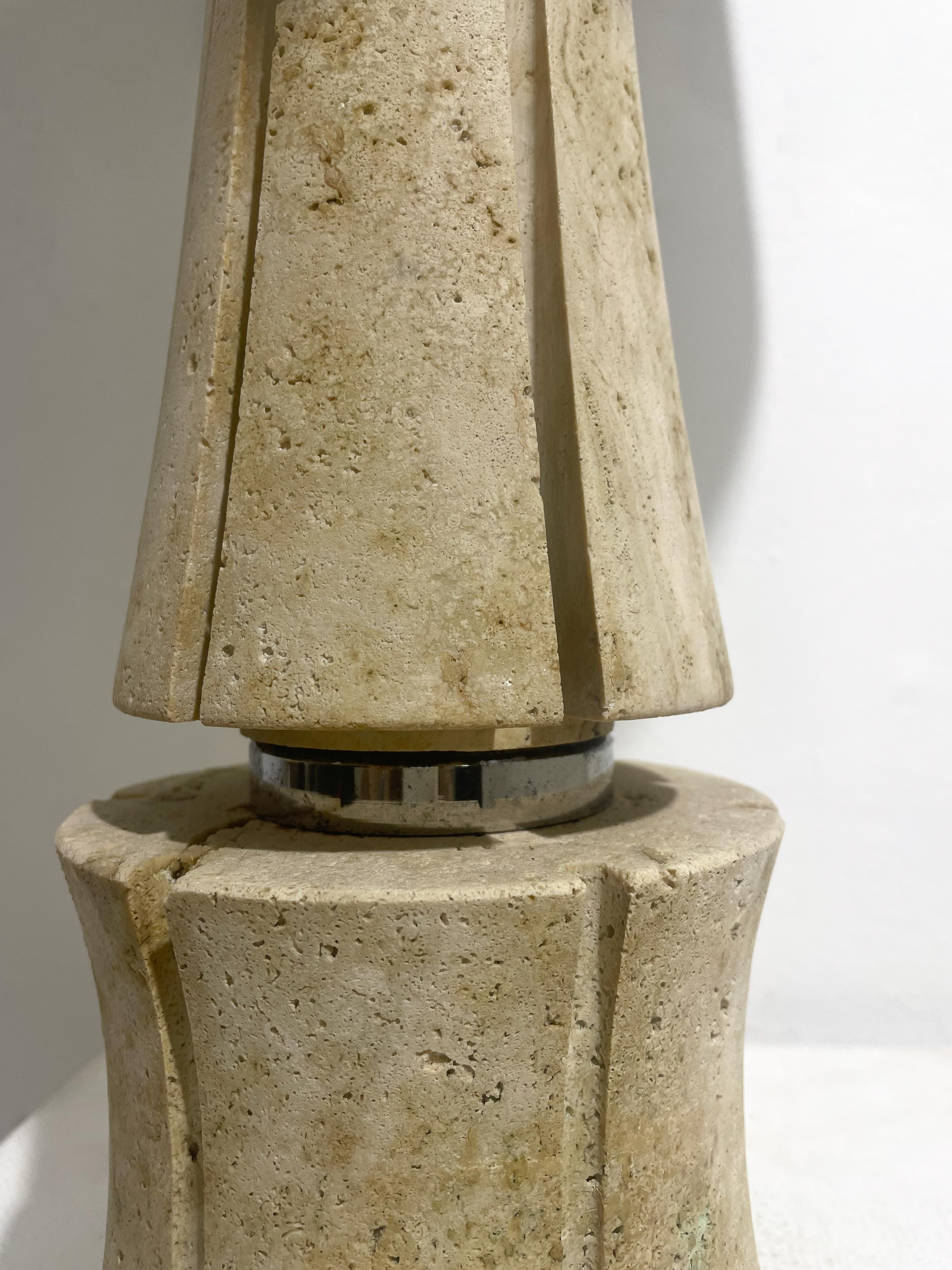 Late 20th Century Mid-Century Modern Travertine Table Lamp, Italy, 1970s For Sale