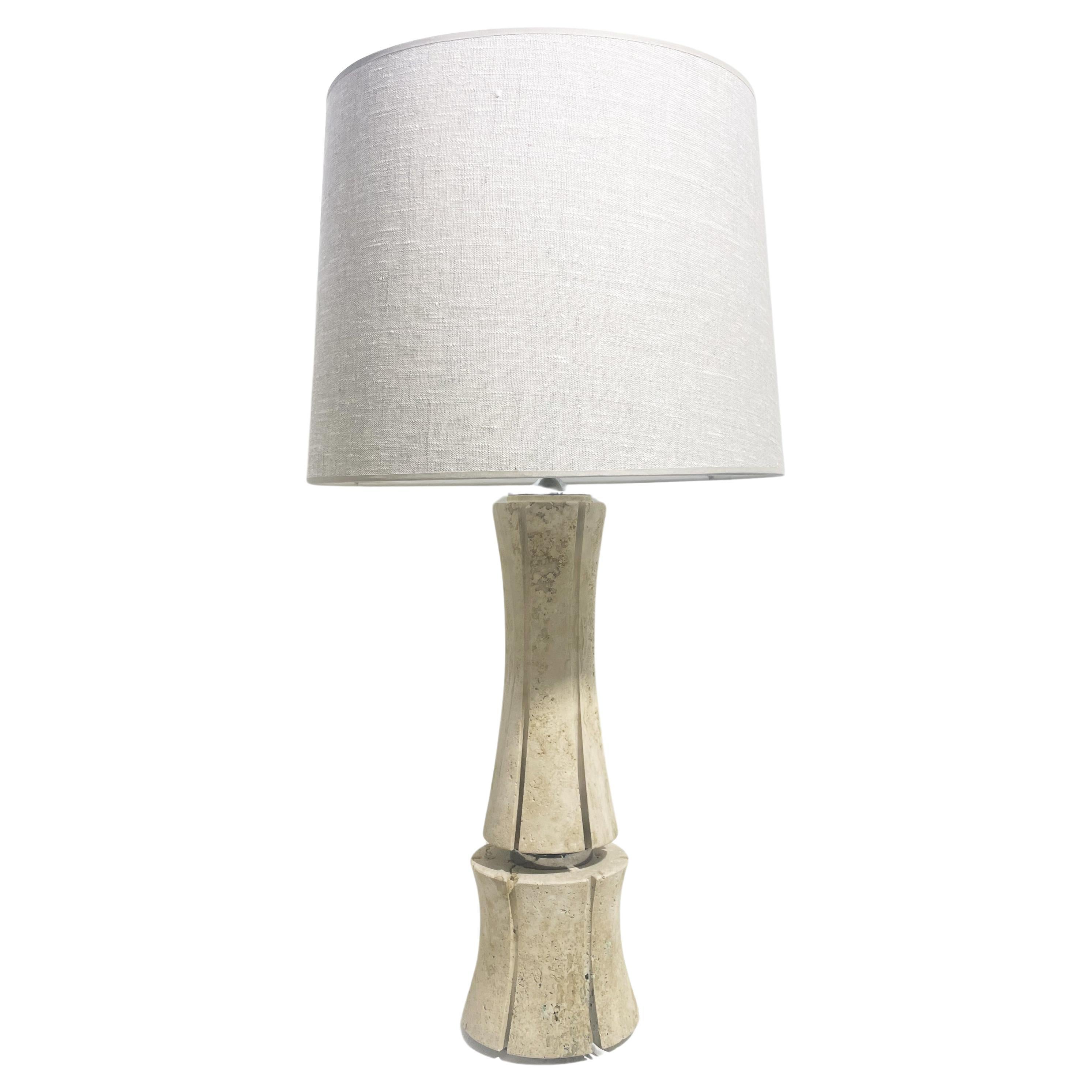 Mid-Century Modern Travertine Table Lamp, Italy, 1970s