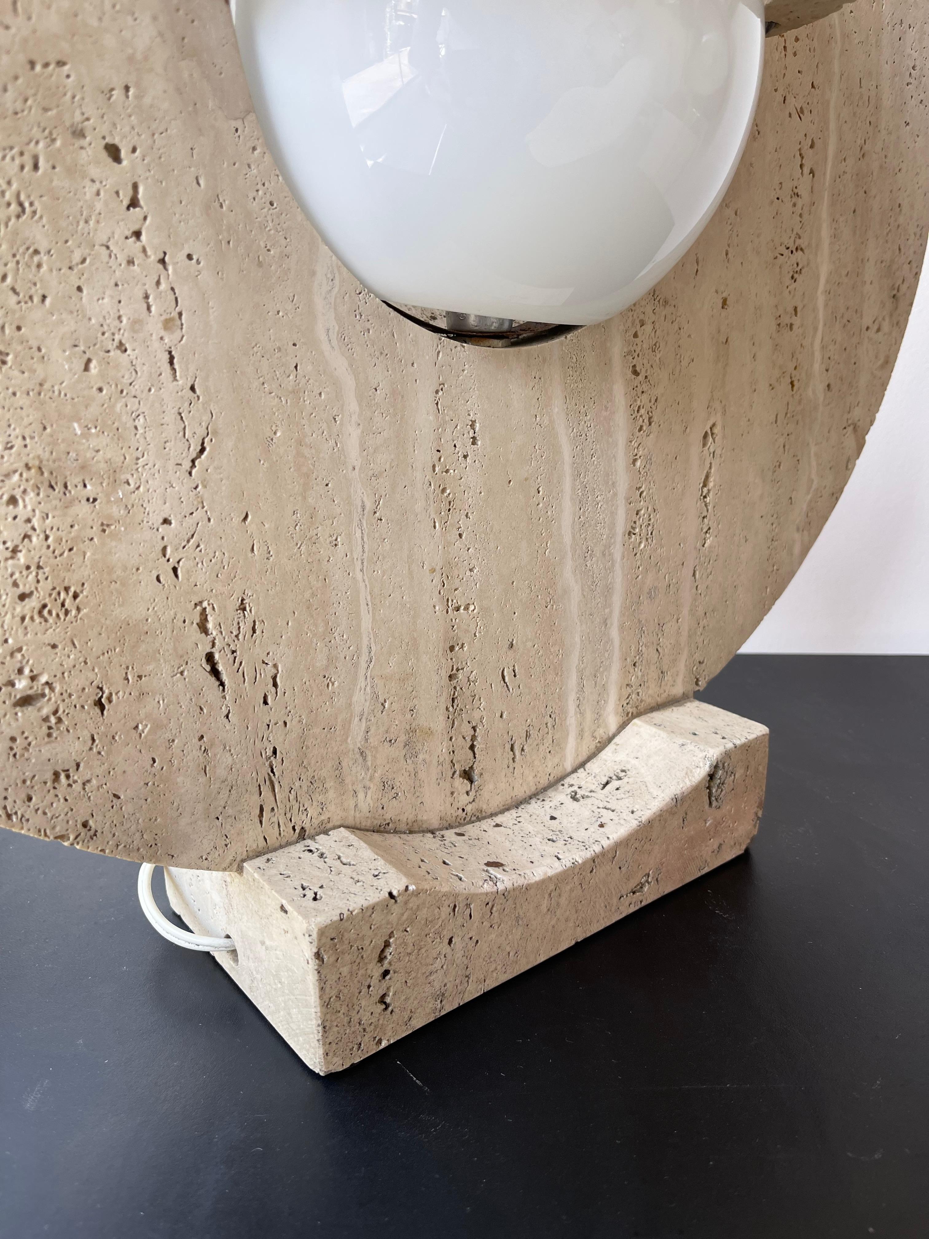 Mid-Century Modern Travertine Abstract Sculpture Lamp. Italy, 1970s For Sale 6