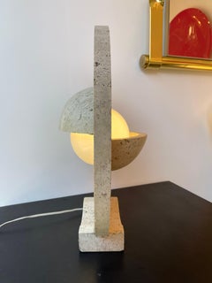 Mid-Century Modern Travertine Abstract Sculpture Lamp. Italy, 1970s