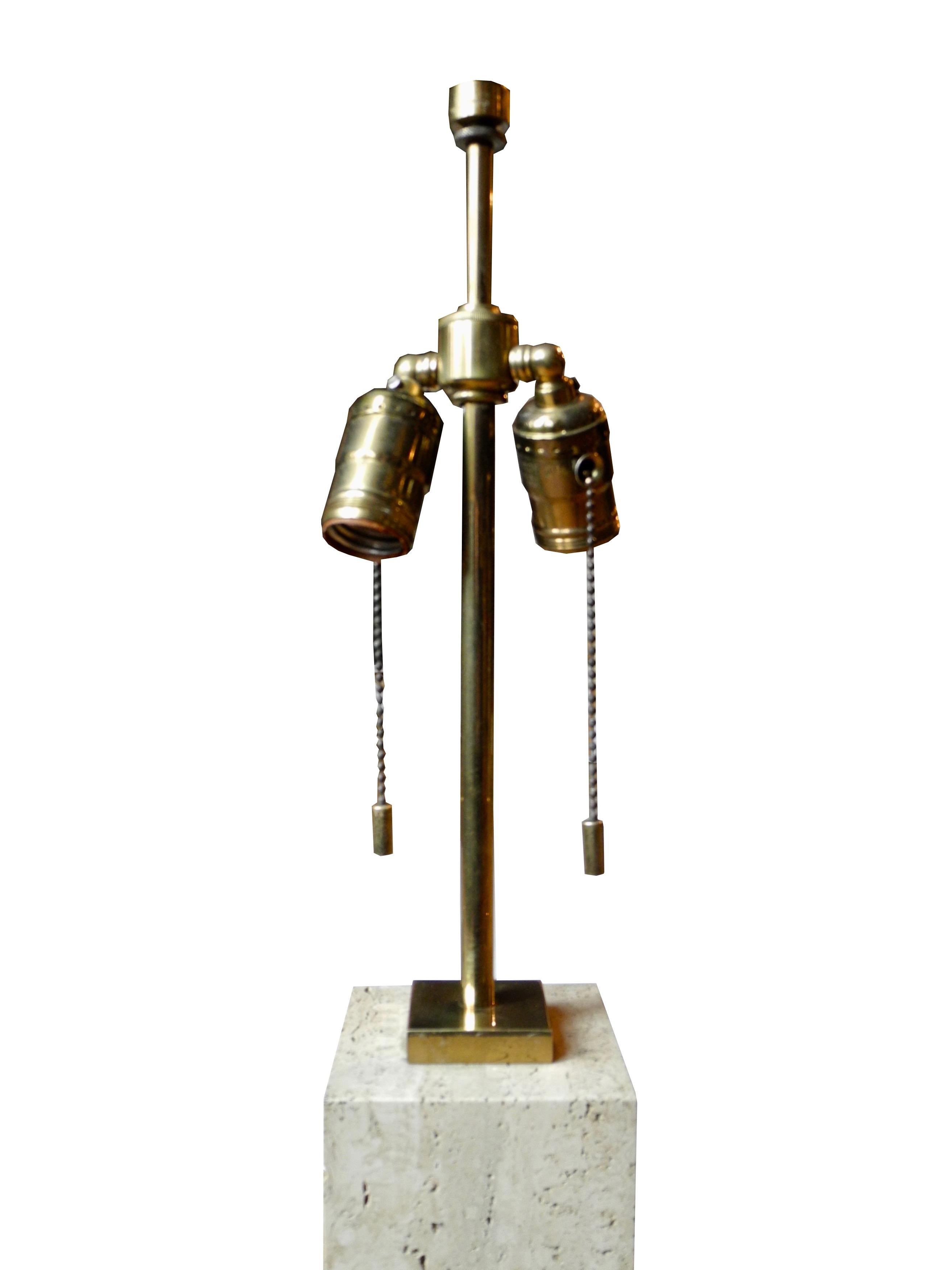 Mid-Century Modern Travertine and Brass Lamp by T.H.Robsjohn-Gibbings For Sale 4