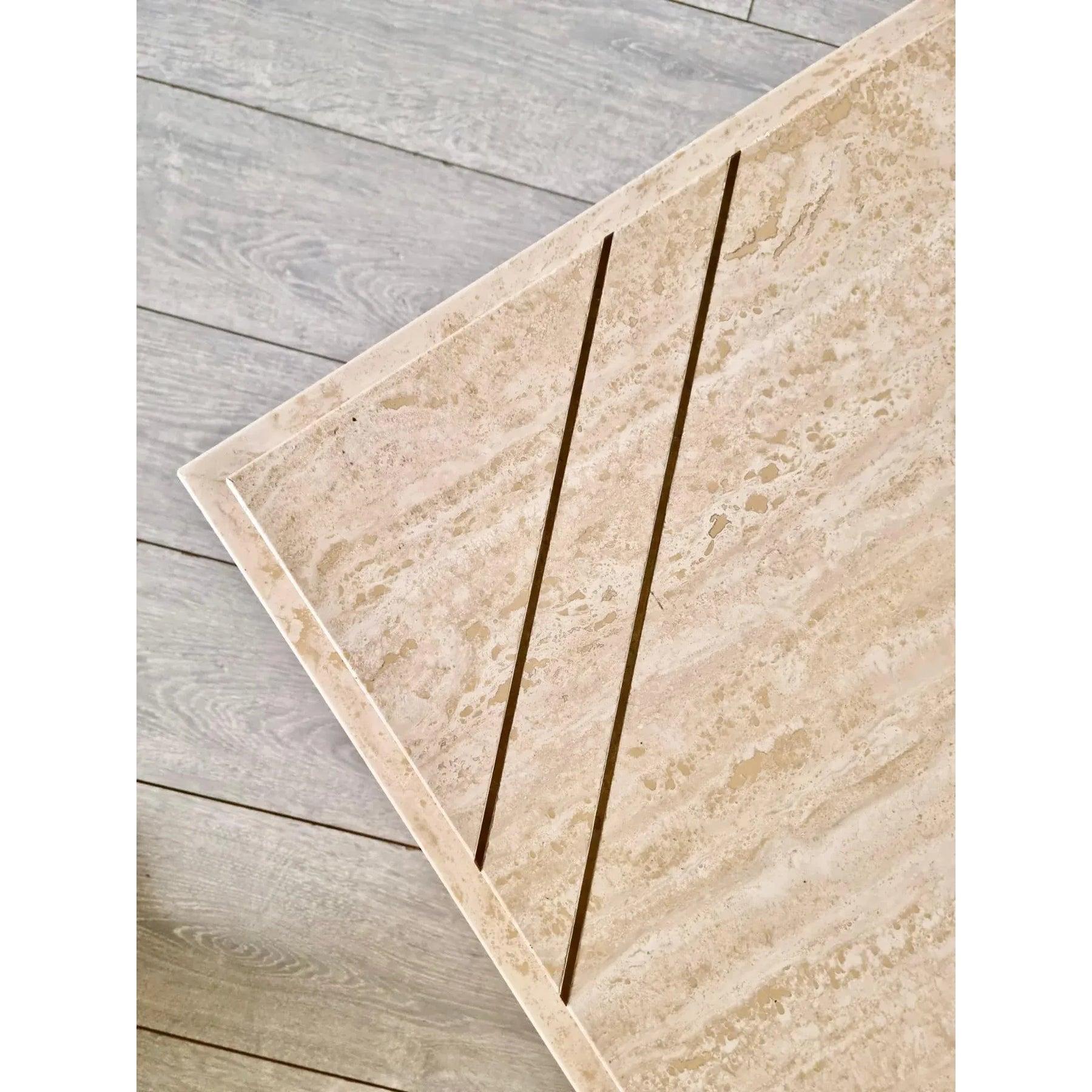 Table basse en métal et travertin de style moderne Willy Rizzo en vente 1
