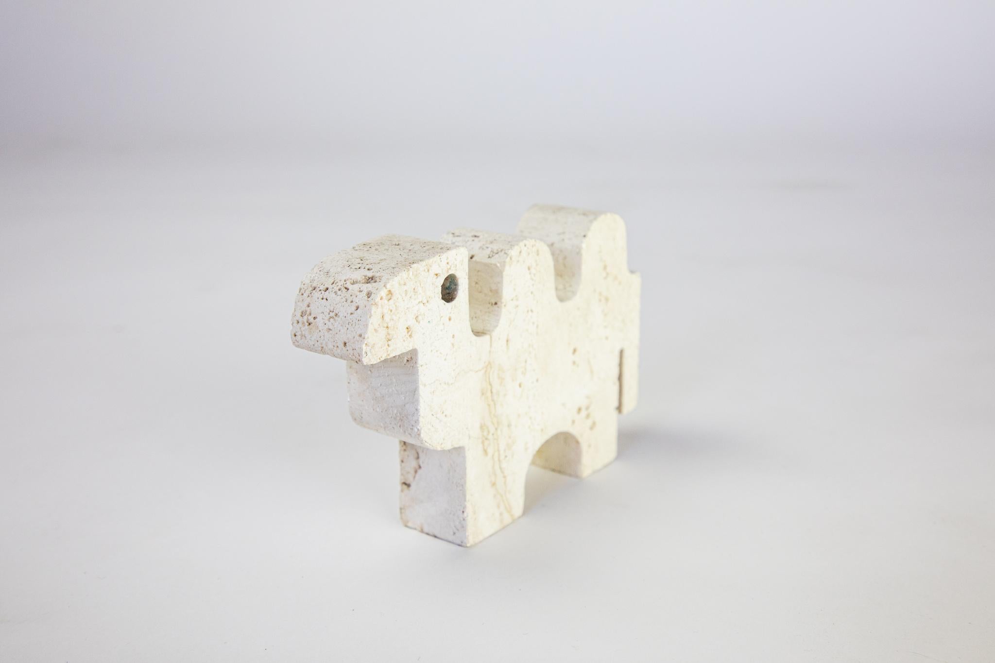 Mid-Century Modern Travertine Animals Sculptures in Brutalist Style, Italy 1970s For Sale 5