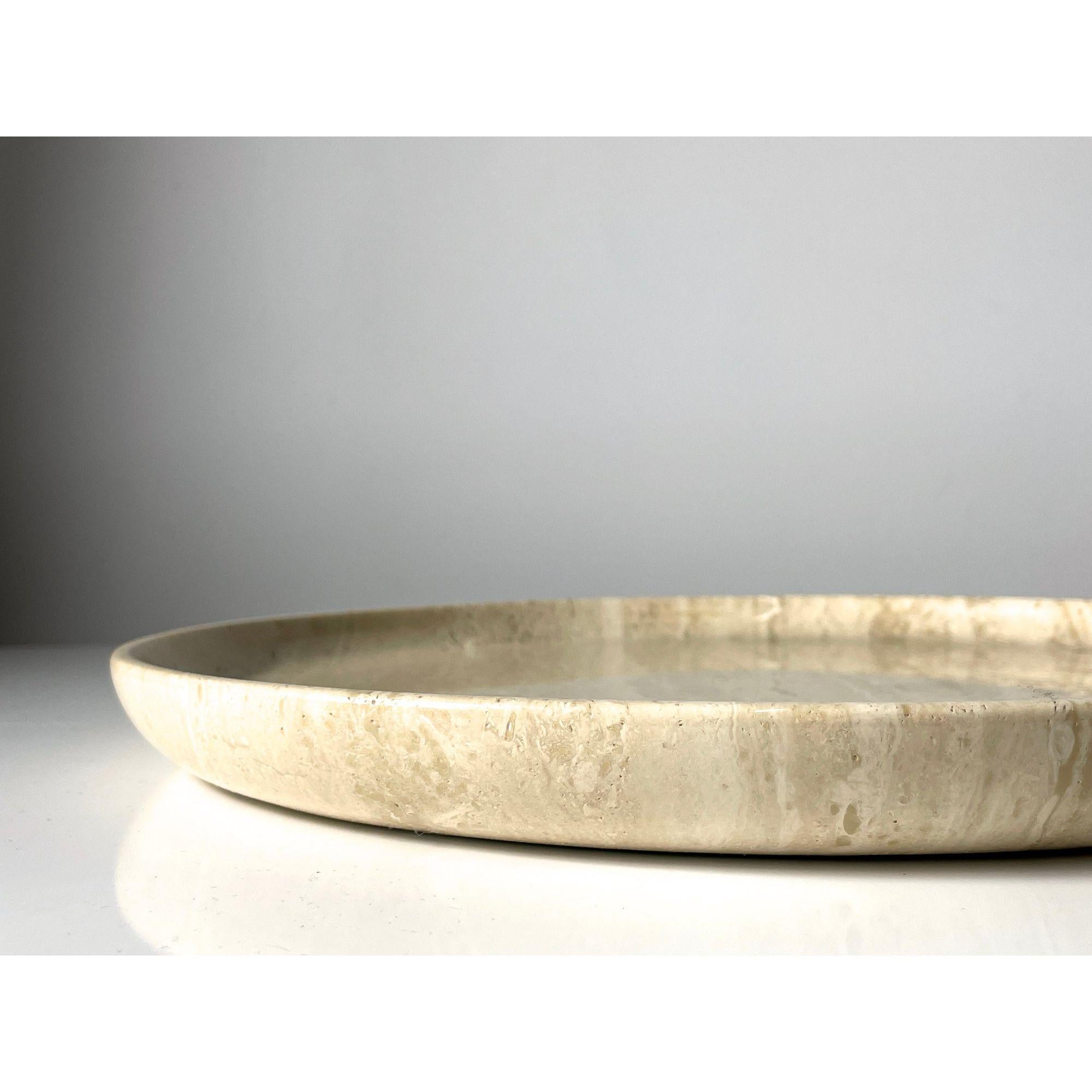Mid Century Modern Travertine Bowl Attributed to Giusti and Di Rosa circa 1970s In Good Condition For Sale In Troy, MI
