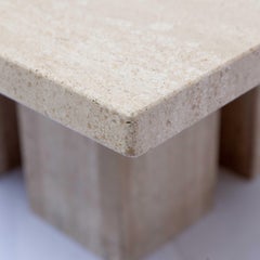 Mid-Century Modern Soft Polished Travertine Coffee Table, 1970s