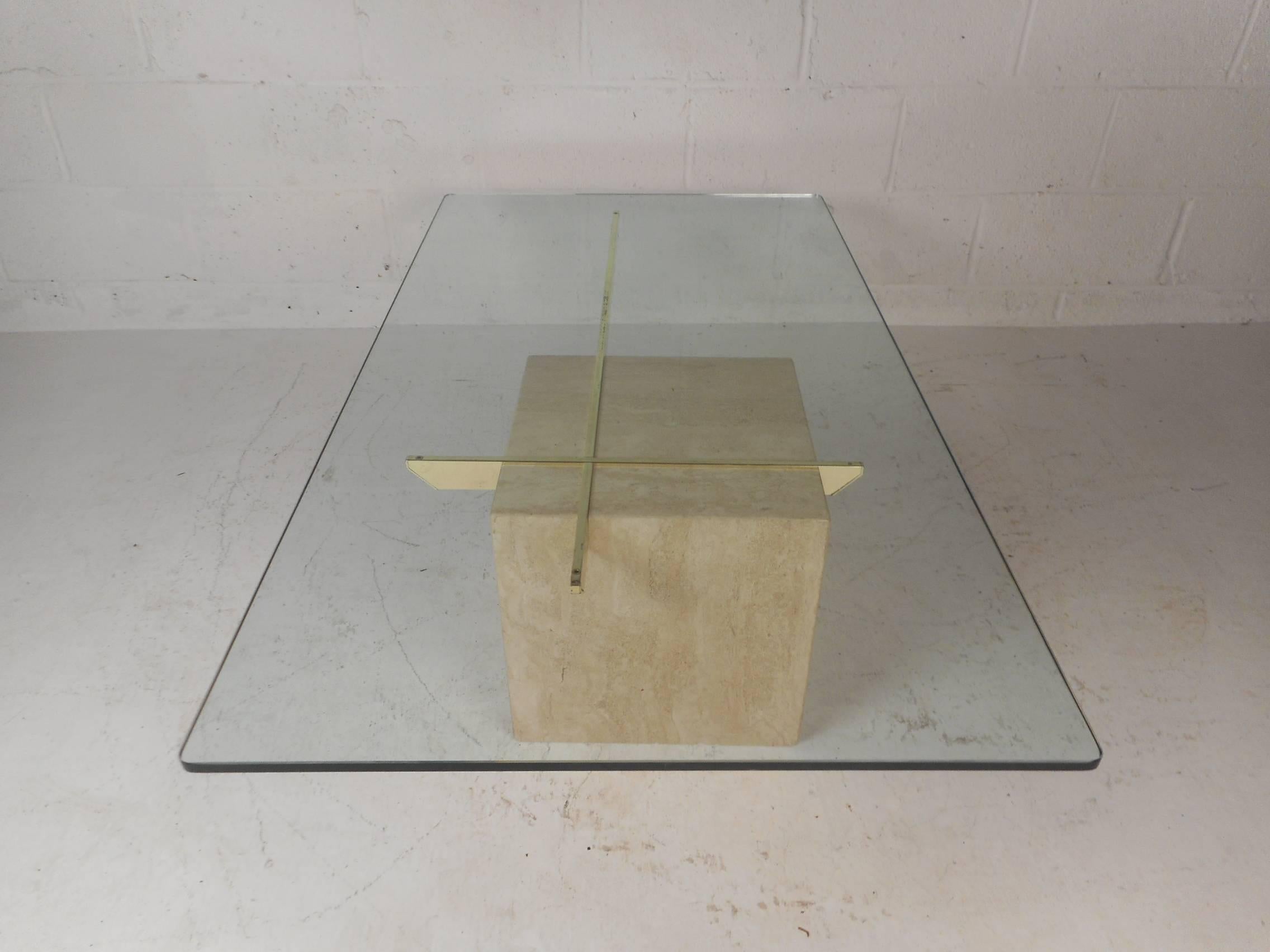 Mid-Century Modern Travertine Coffee Table by Artedi In Good Condition In Brooklyn, NY