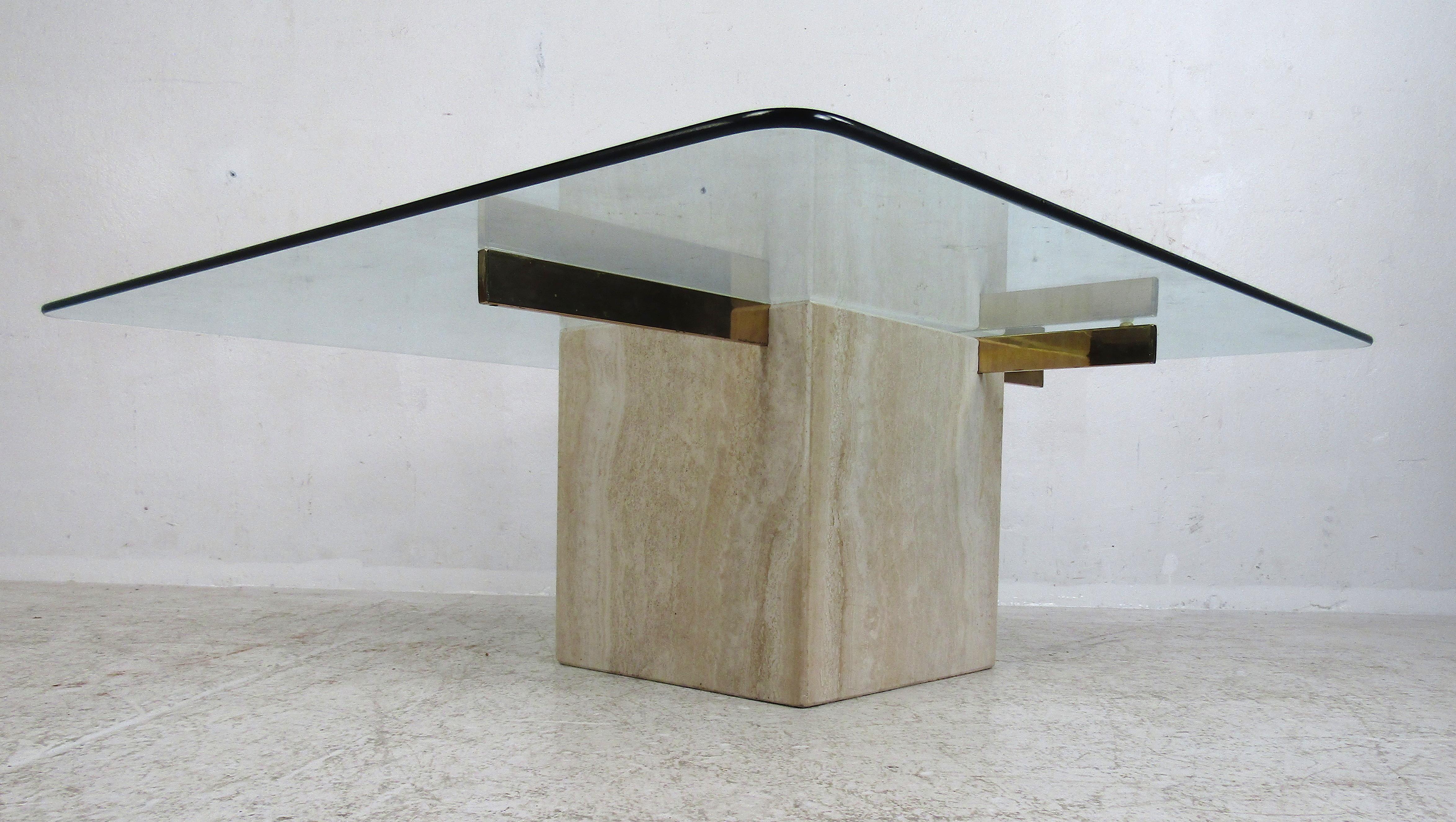Italian Mid-Century Modern Travertine Coffee Table by Artedi