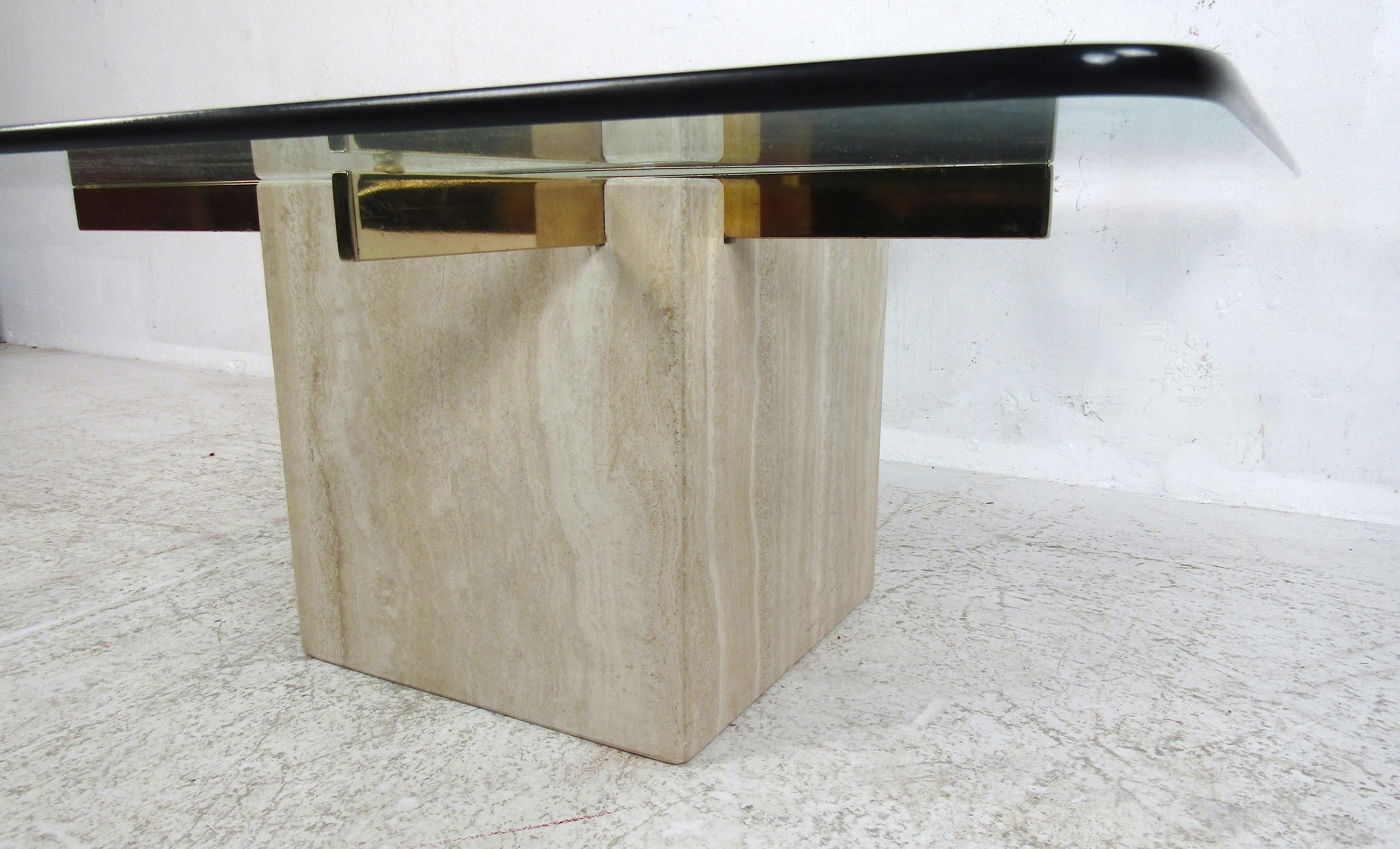 Late 20th Century Mid-Century Modern Travertine Coffee Table by Artedi