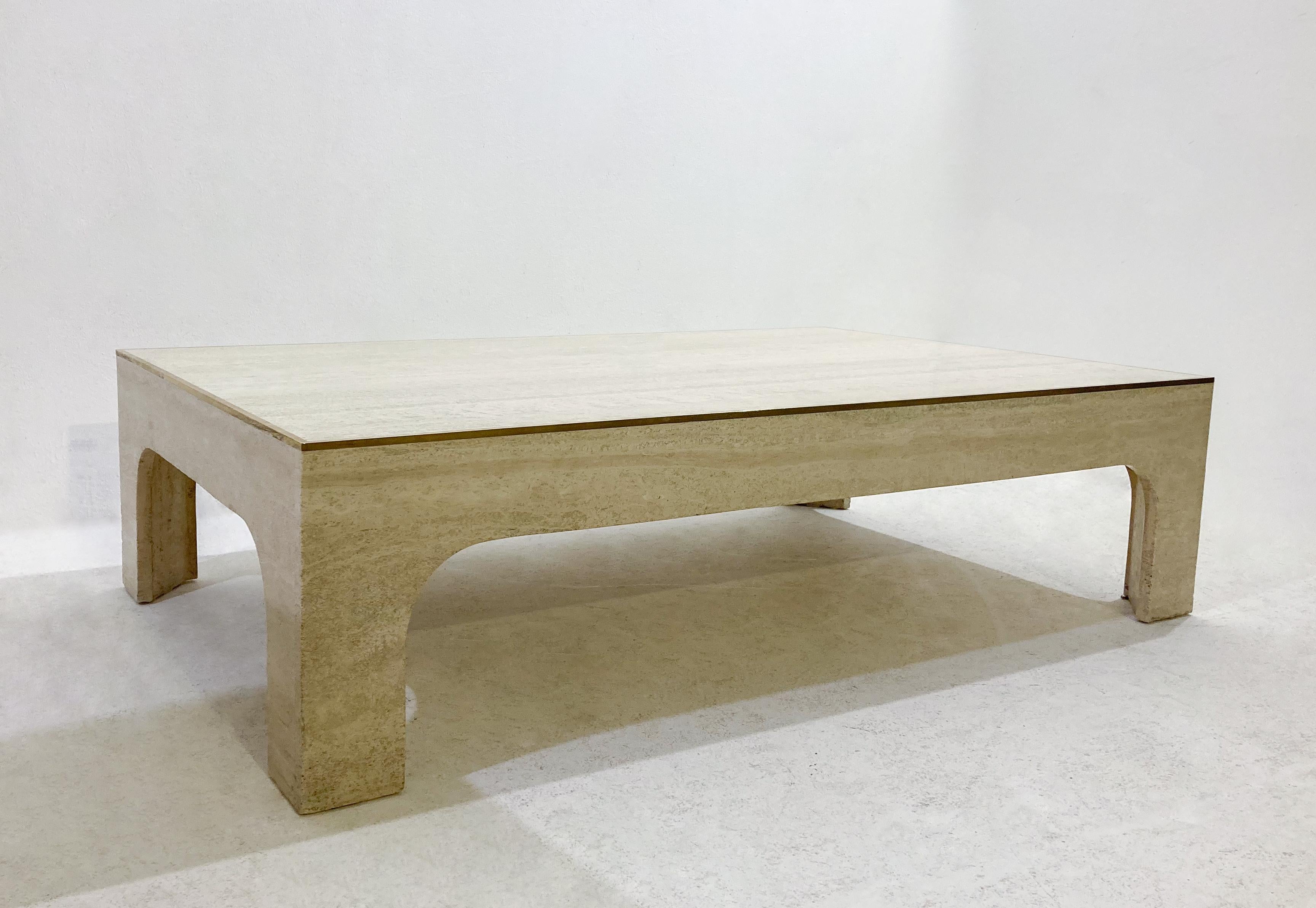 Mid-Century Modern Travertine Coffee Table by Willy Rizzo, Italy, 1960s
