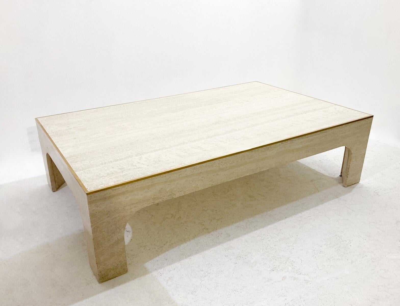 Italian Mid-Century Modern Travertine Coffee Table by Willy Rizzo, Italy, 1960s For Sale