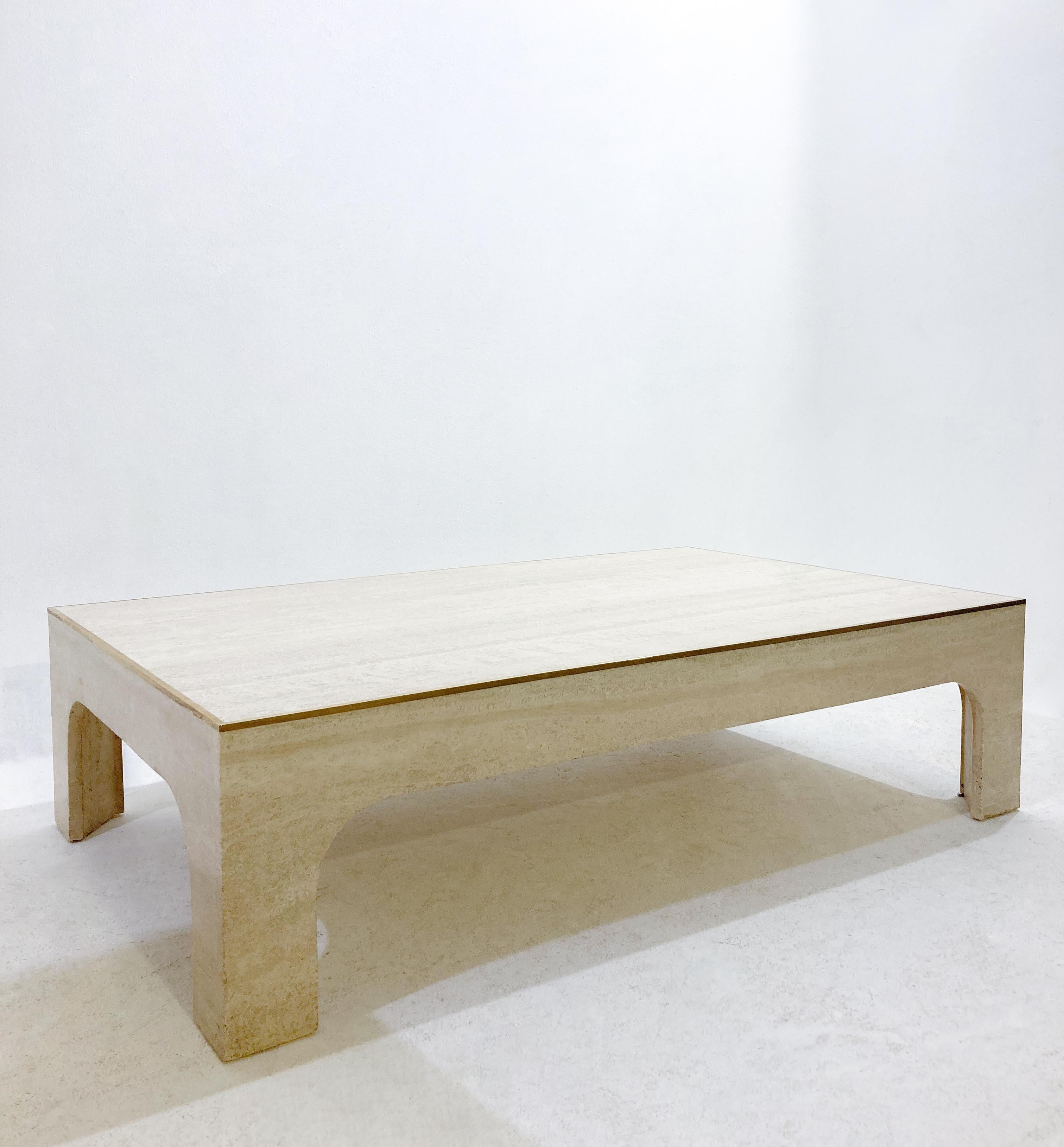 Mid-20th Century Mid-Century Modern Travertine Coffee Table by Willy Rizzo, Italy, 1960s