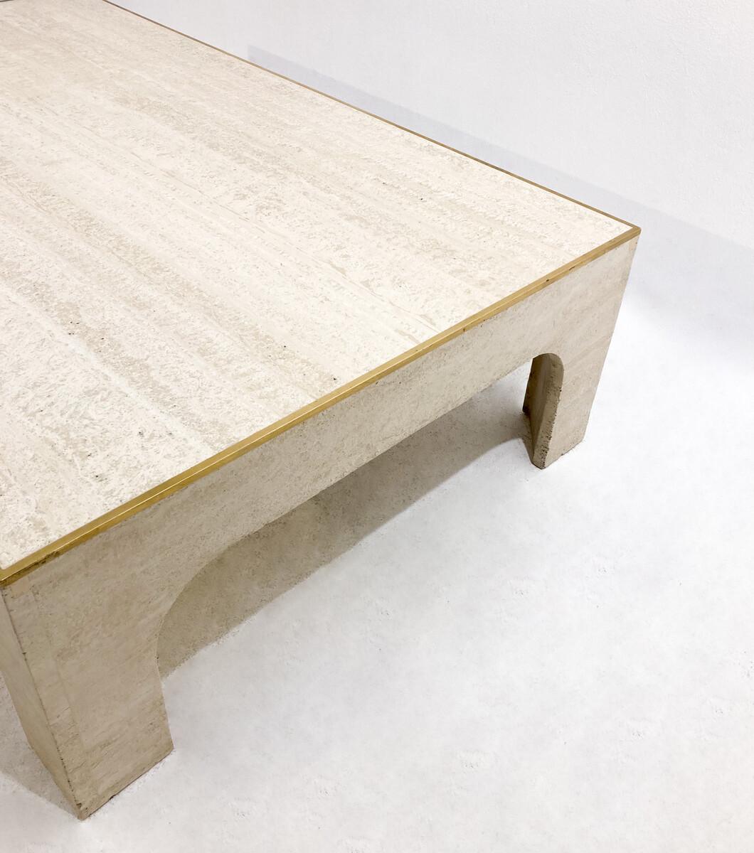 Mid-Century Modern Travertine Coffee Table by Willy Rizzo, Italy, 1960s In Good Condition For Sale In Brussels, BE