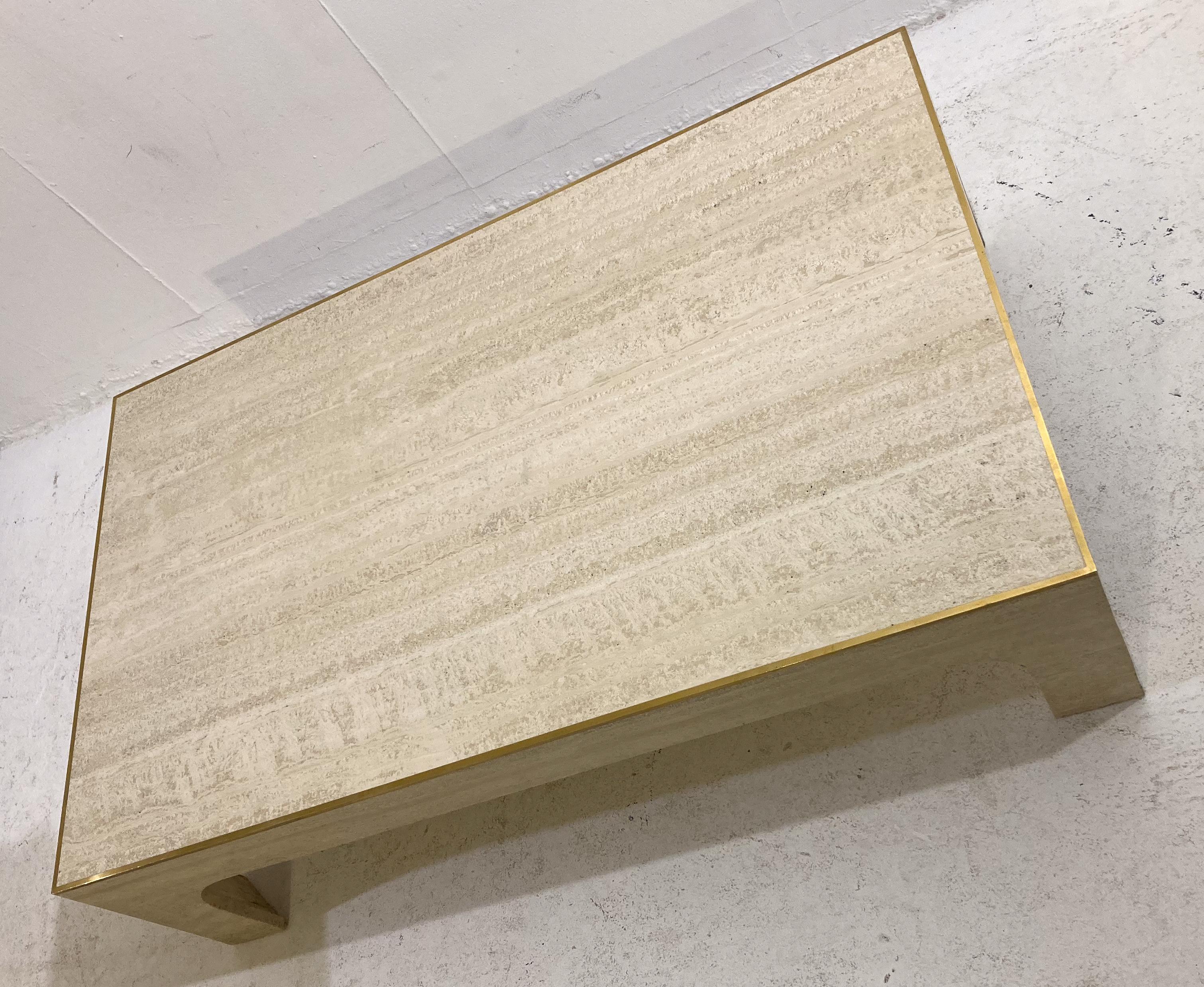 Mid-Century Modern Travertine Coffee Table by Willy Rizzo, Italy, 1960s 1