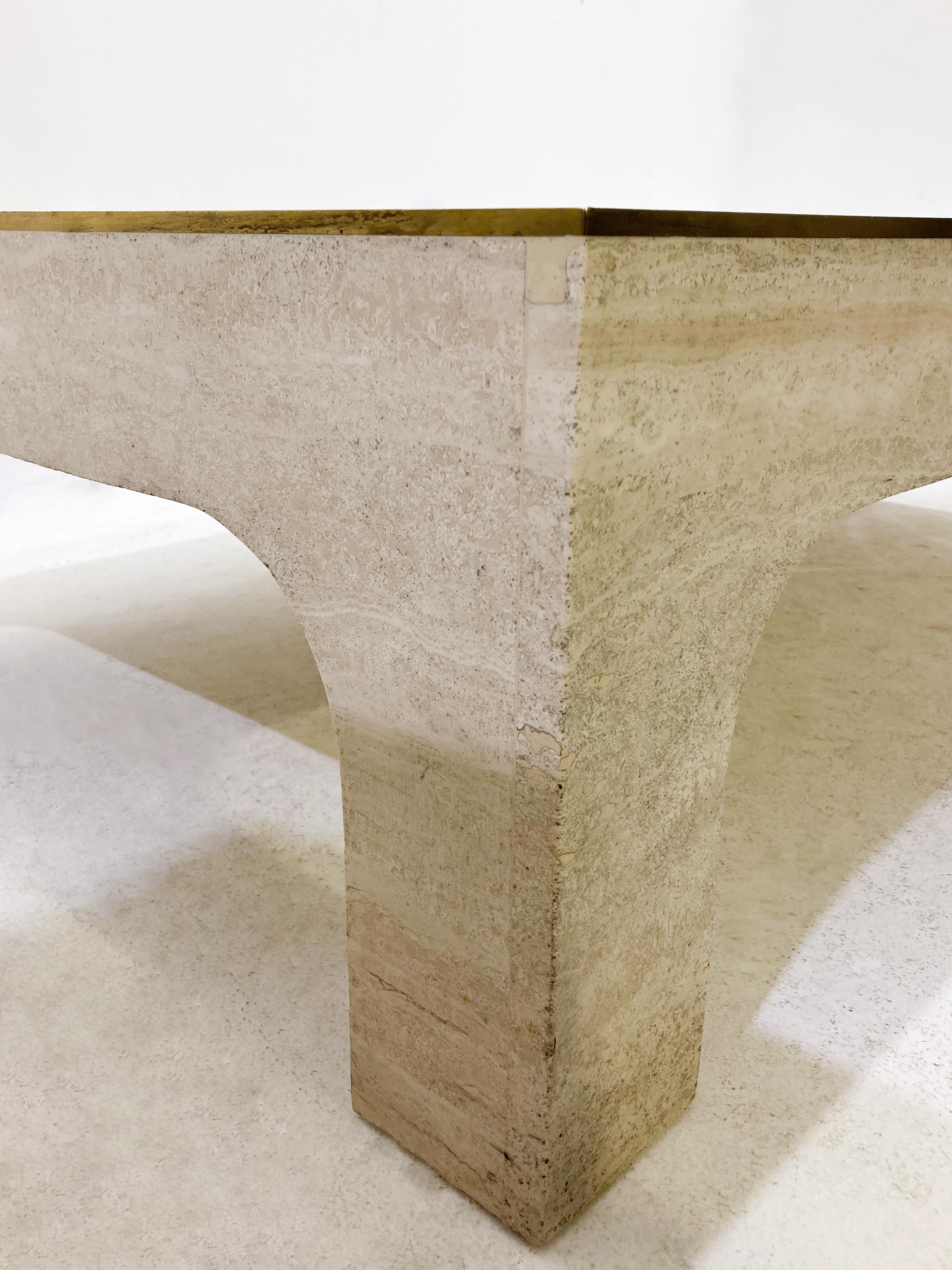Mid-Century Modern Travertine Coffee Table by Willy Rizzo, Italy, 1960s 3