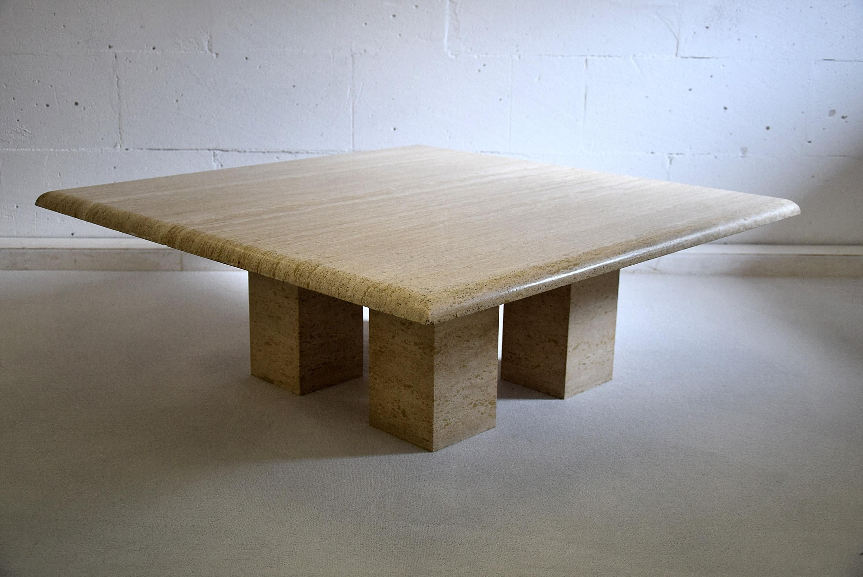 Italian Mid-Century Modern Travertine Coffee Table