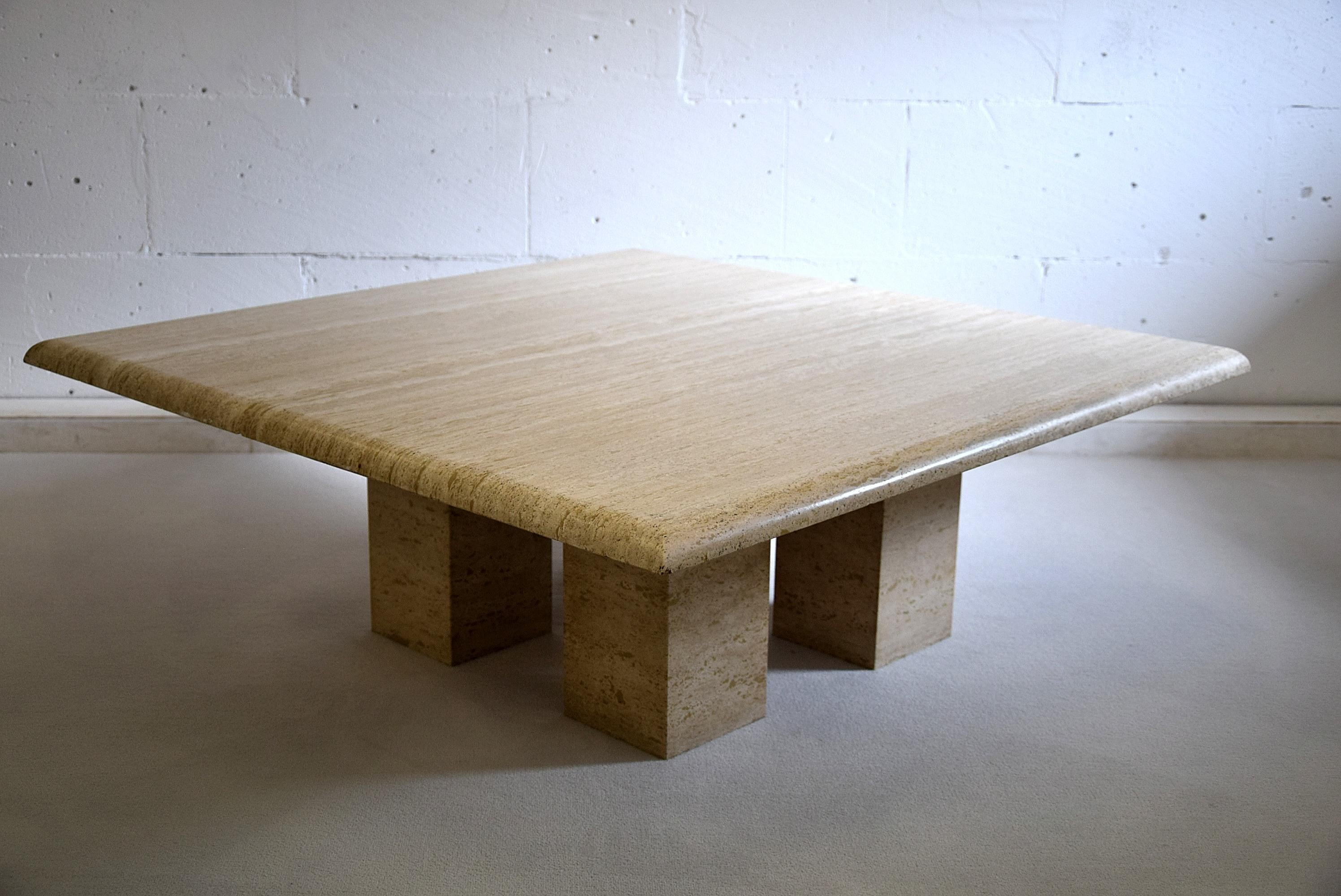 Late 20th Century Mid-Century Modern Travertine Coffee Table