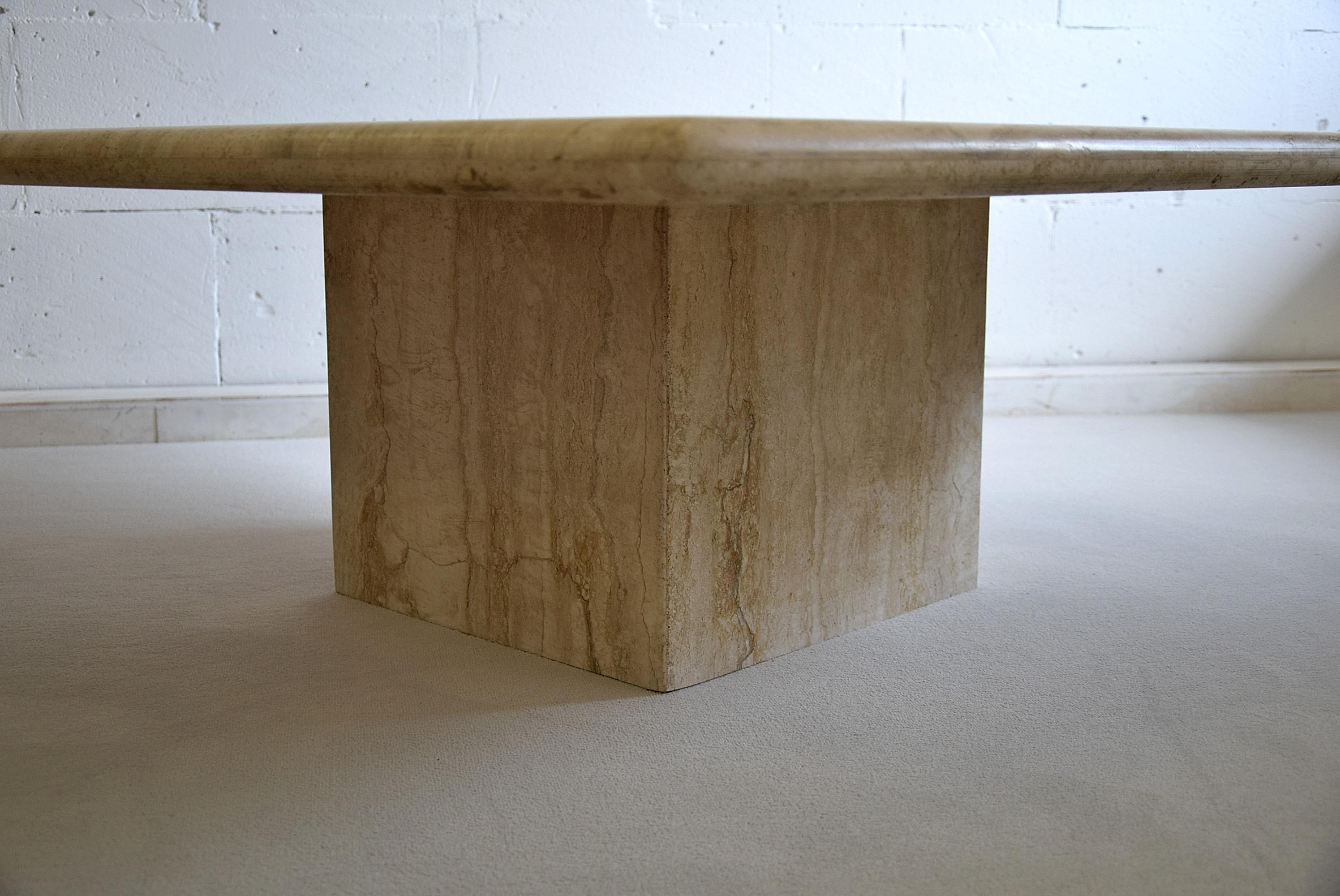 Mid-Century Modern Travertine Coffee Table In Good Condition In Weesp, NL