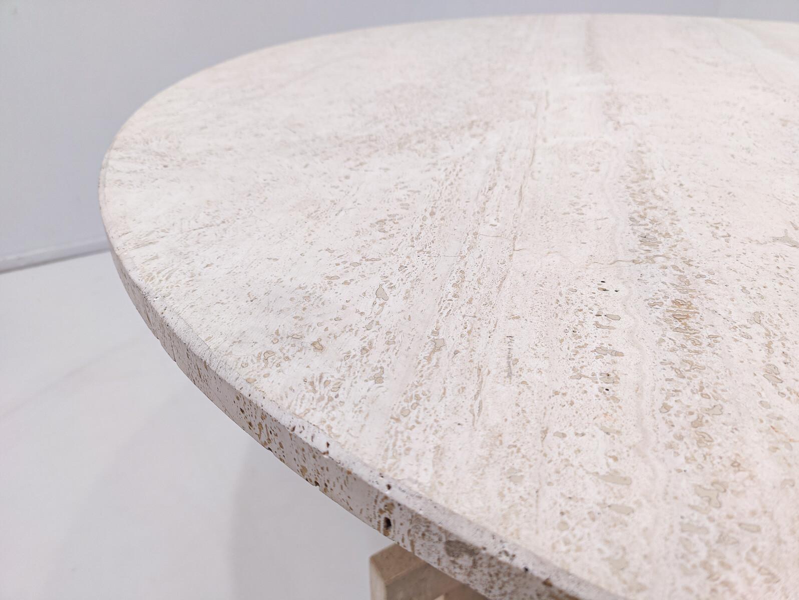 Late 20th Century Mid-Century Modern Travertine Dining Table by Willy Ballez, 1970s For Sale