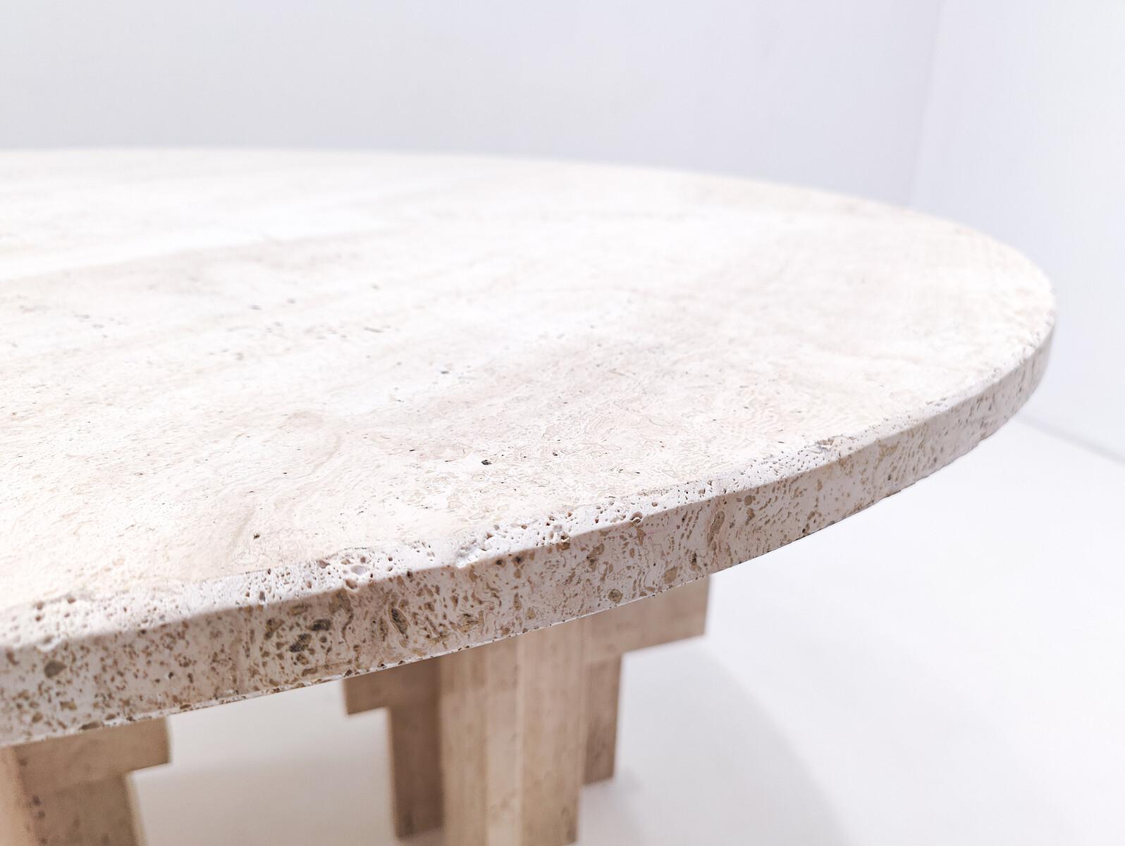 Mid-Century Modern Travertine Dining Table by Willy Ballez, 1970s For Sale 1