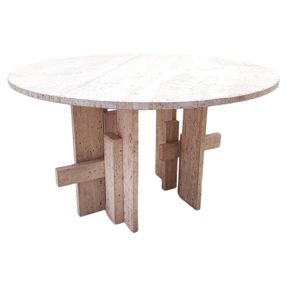 Mid-Century Modern Travertine Dining Table by Willy Ballez, 1970s For Sale