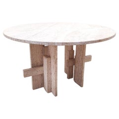 Mid-Century Modern Travertine Dining Table by Willy Ballez, 1970s