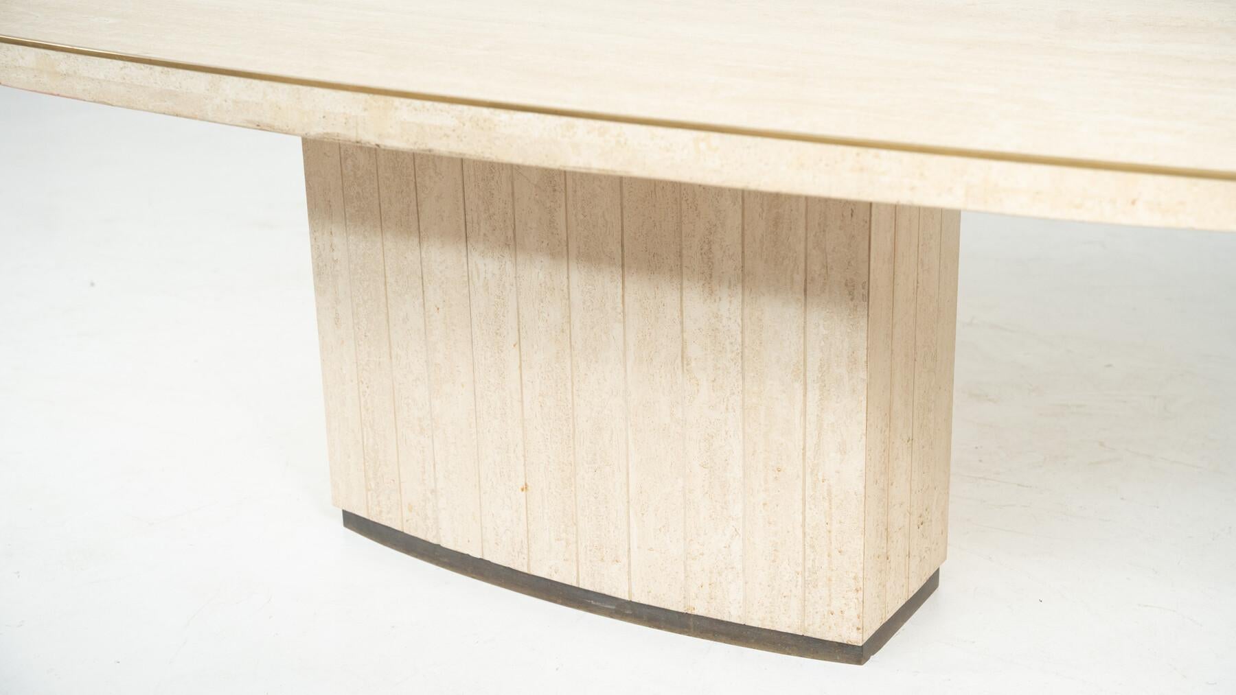 Italian Mid-Century Modern Travertine Dining Table by Willy Rizzo, 1970s For Sale