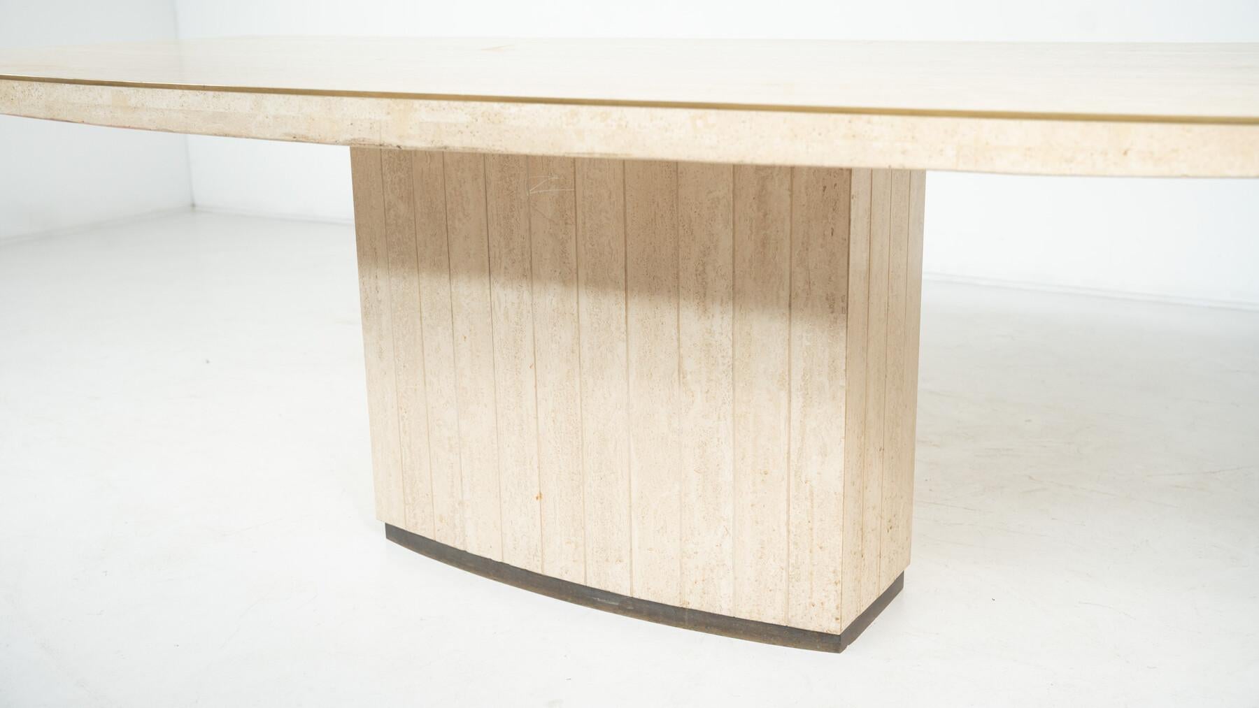 Mid-Century Modern Travertine Dining Table by Willy Rizzo, 1970s For Sale 3