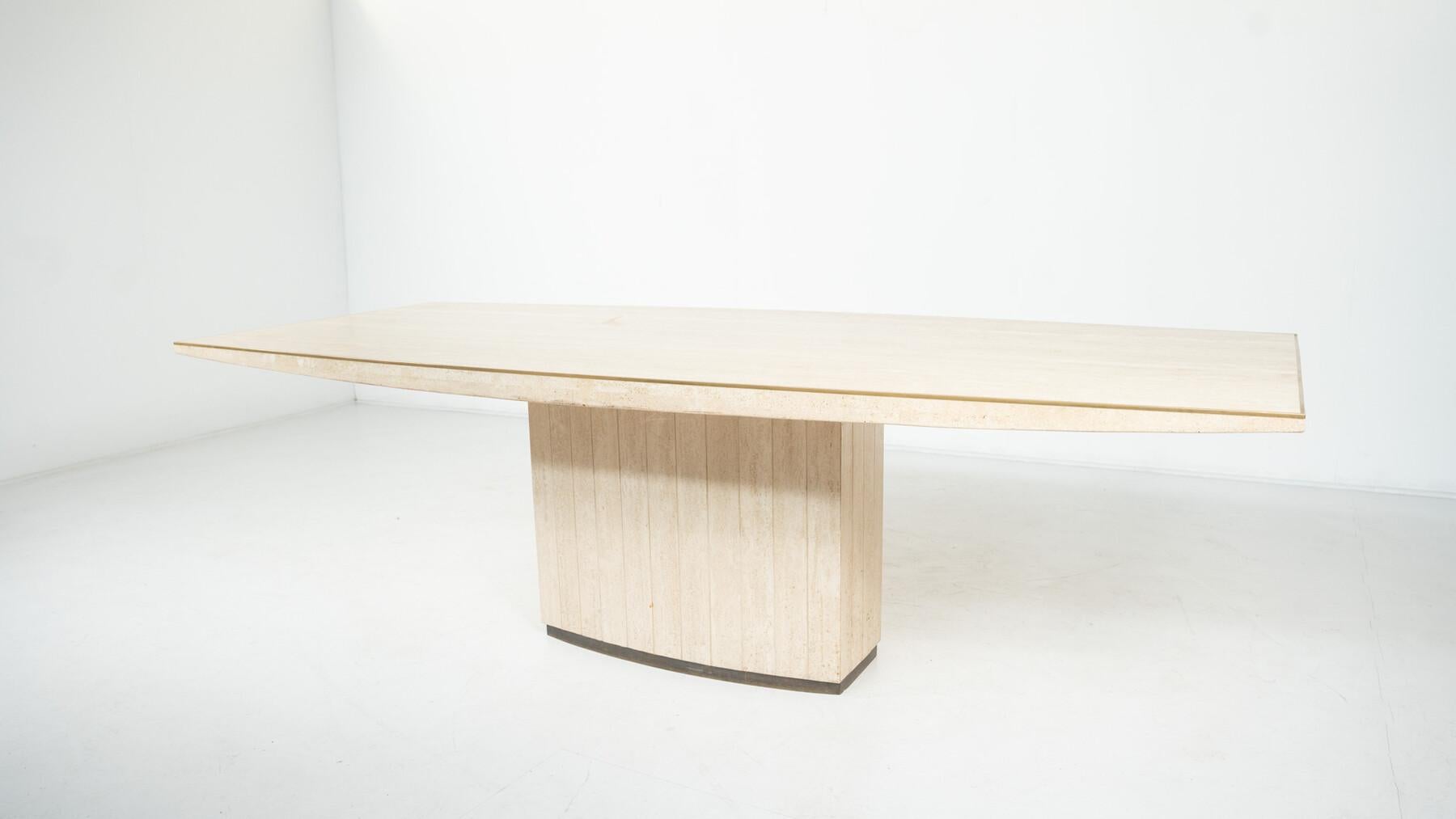 Mid-Century Modern Travertine Dining Table by Willy Rizzo, 1970s For Sale 5