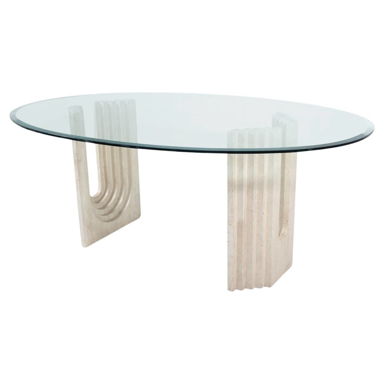 Mid-Century Modern Travertine Dining Table in the style of Carlo Scarpa, 1970s For Sale
