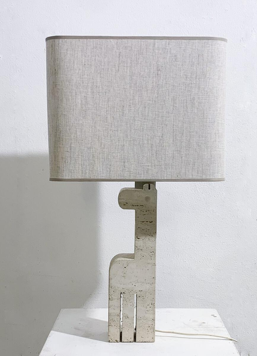 Mid-Century Modern Travertine Girafe table lamp by Fratelli Mannelli, Italy, 1970s.