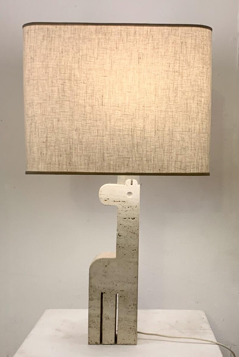 Mid-Century Modern Travertine Girafe Table Lamp by Fratelli Mannelli, Italy 1970 In Good Condition For Sale In Brussels, BE