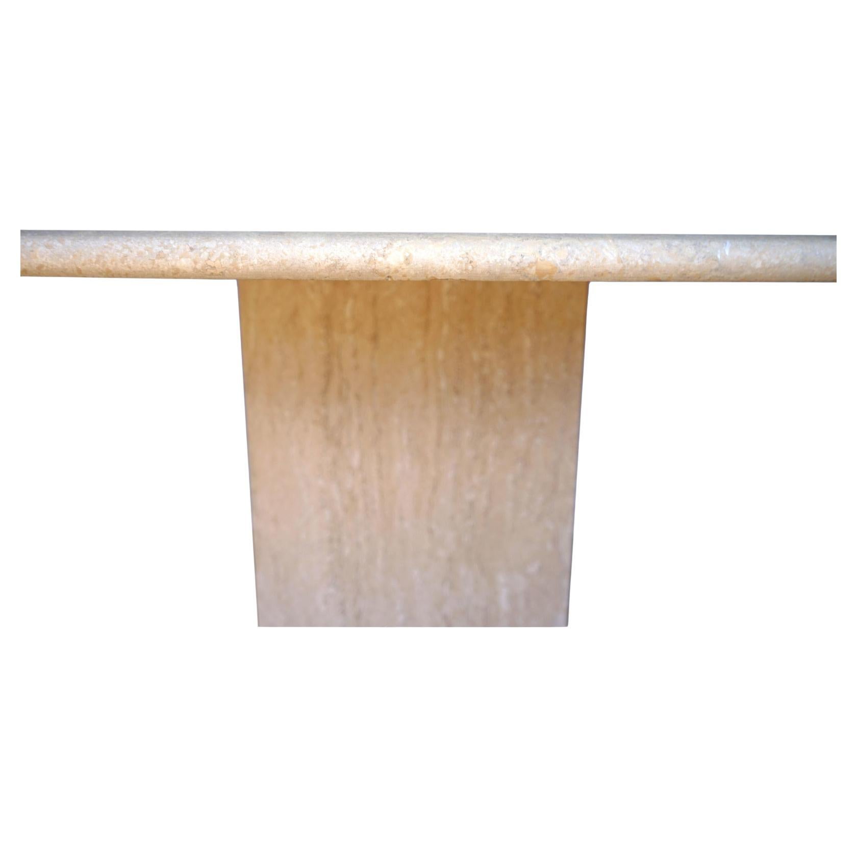 Italian Mid-Century Modern Travertine Marble Console Sofa Table For Sale