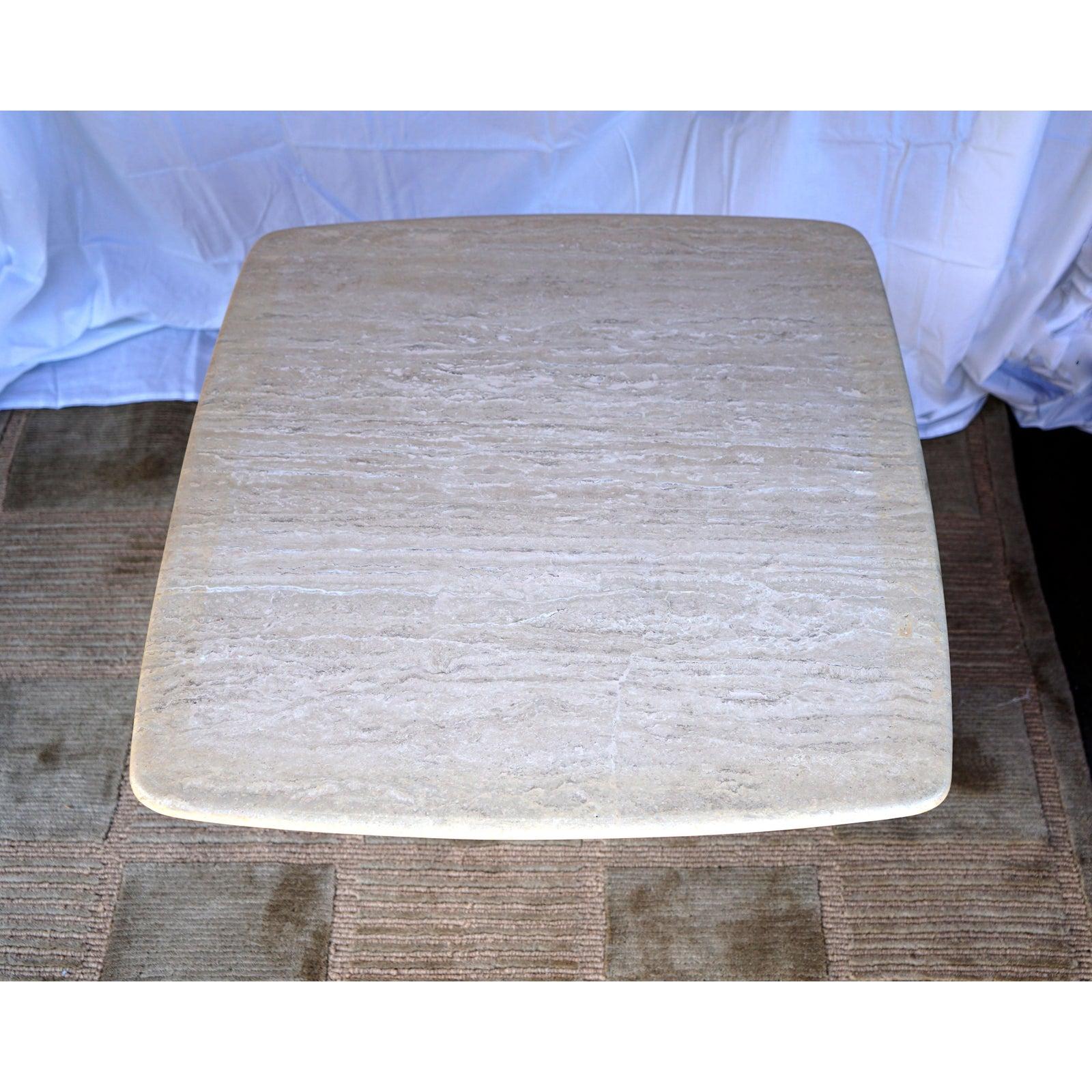 Italian Mid-Century Modern Travertine Marble Side Table For Sale