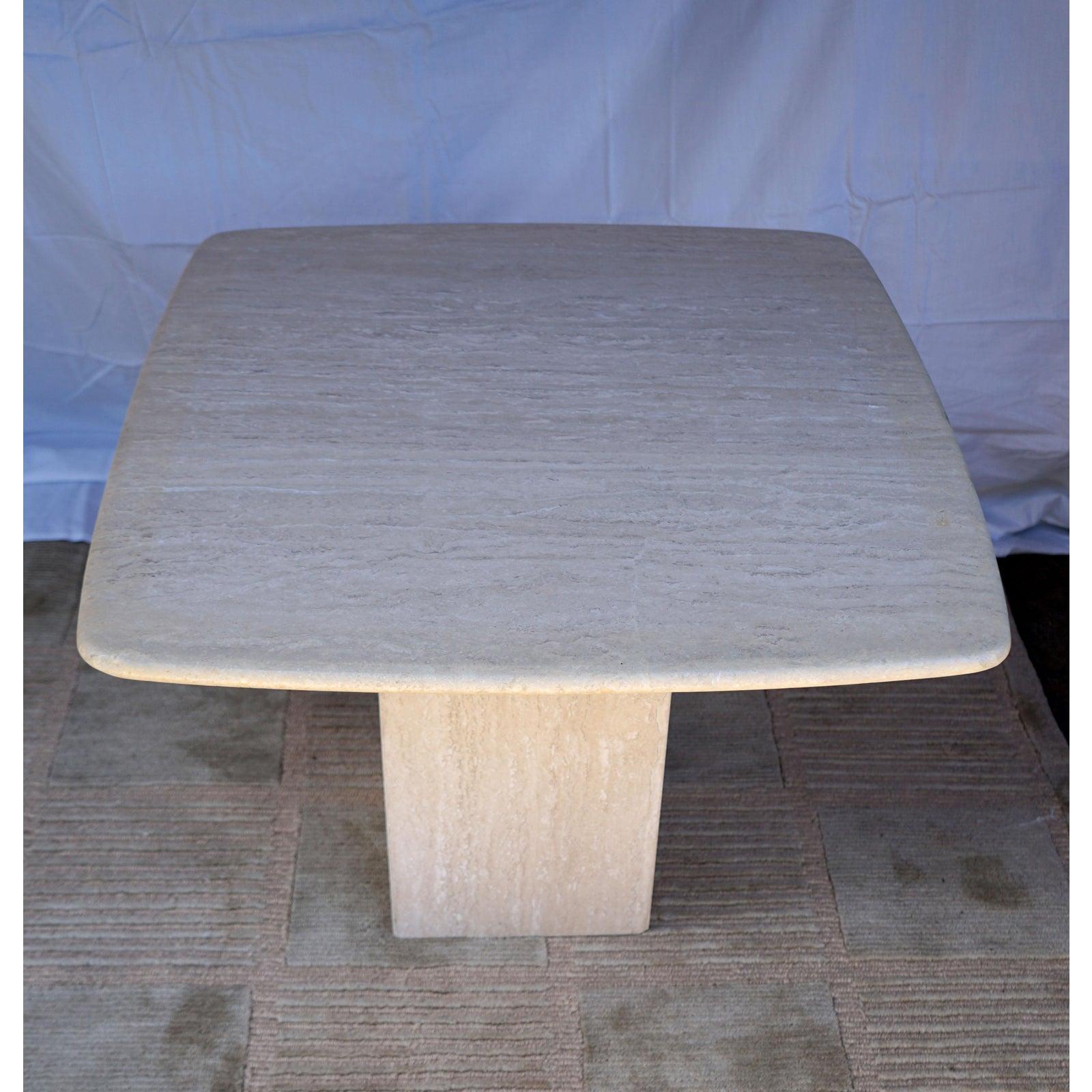 Mid-Century Modern Travertine Marble Side Table For Sale 1