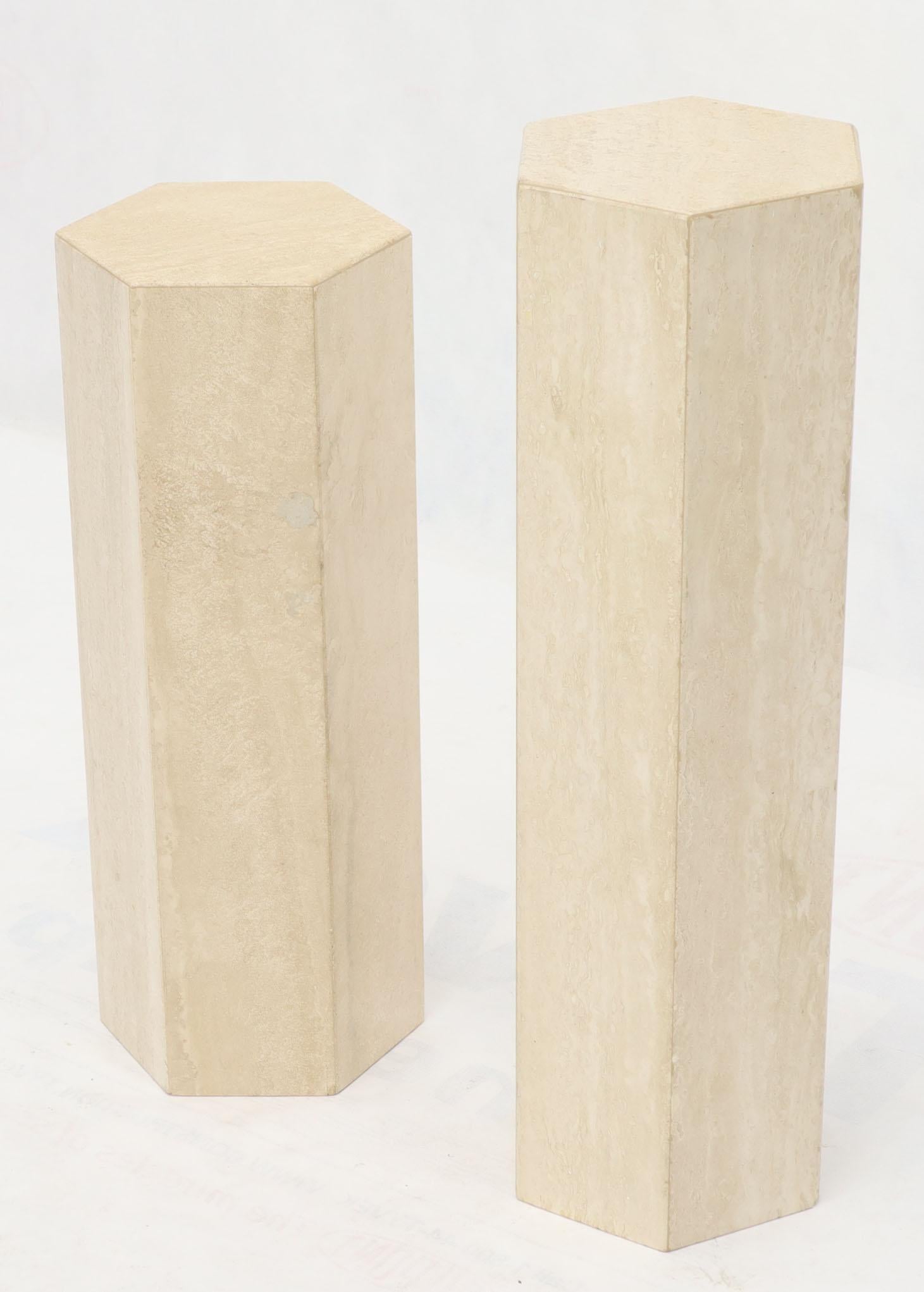 American Mid-Century Modern Travertine Marble Tall Tower Shape Table Pedestal