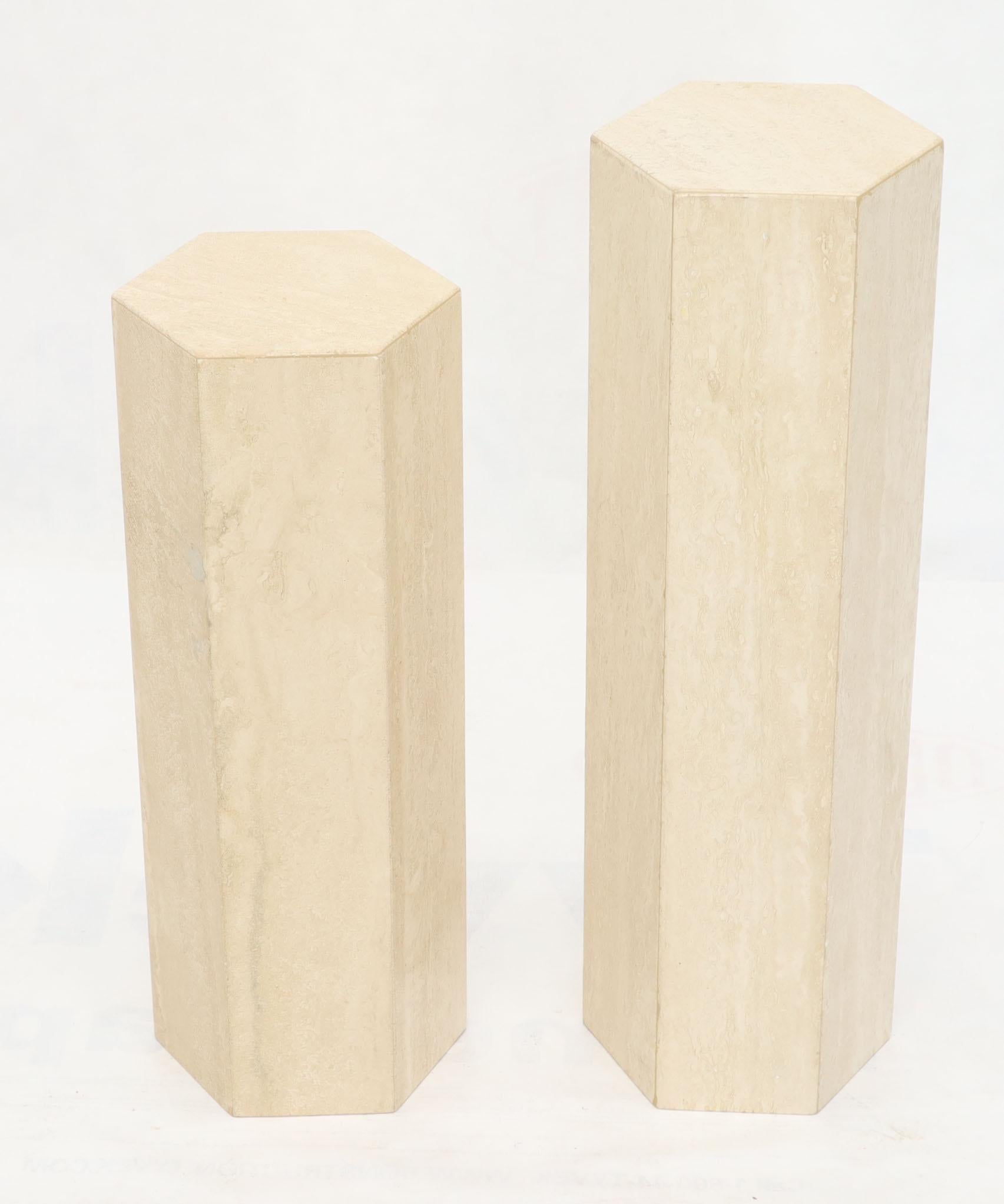 American Mid-Century Modern Travertine Marble Tall Tower Shape Table Pedestal For Sale