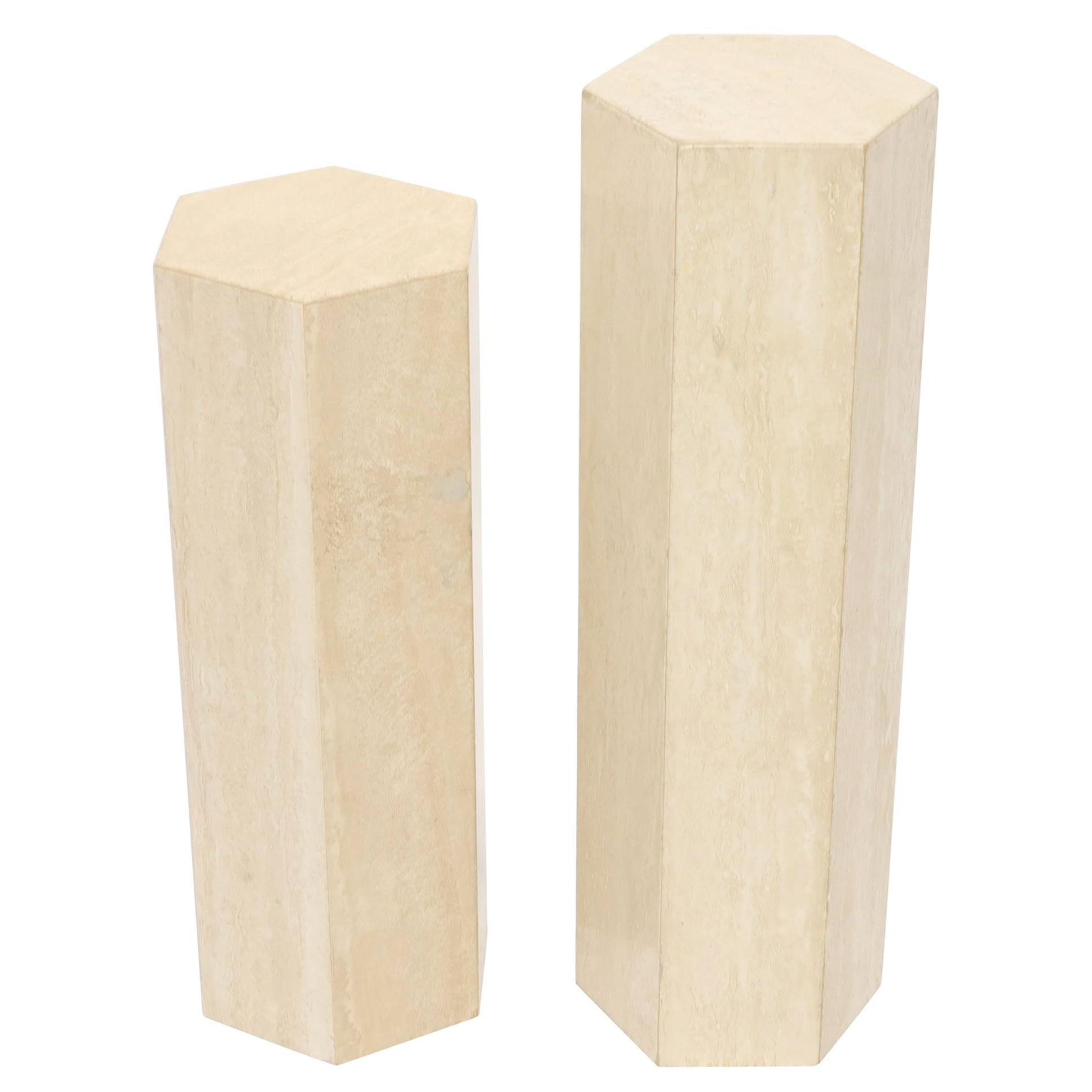 Mid-Century Modern Travertine Marble Tall Tower Shape Table Pedestal For Sale